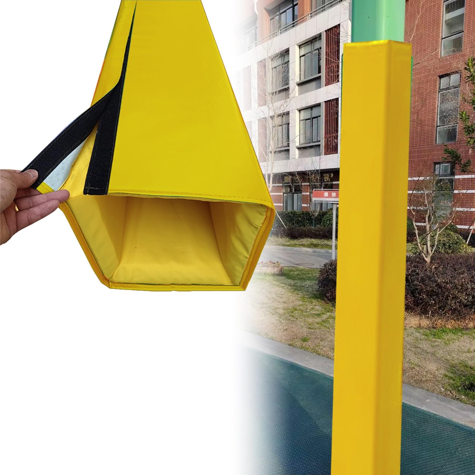 EXCLURA 6 feet Tall Column Cover Square Pole Protector, Basketball Pole Padding for Impact Absorption, All Weather Garage Pillar Mat Wrap Around(Yellow,8x8/20x20cm)