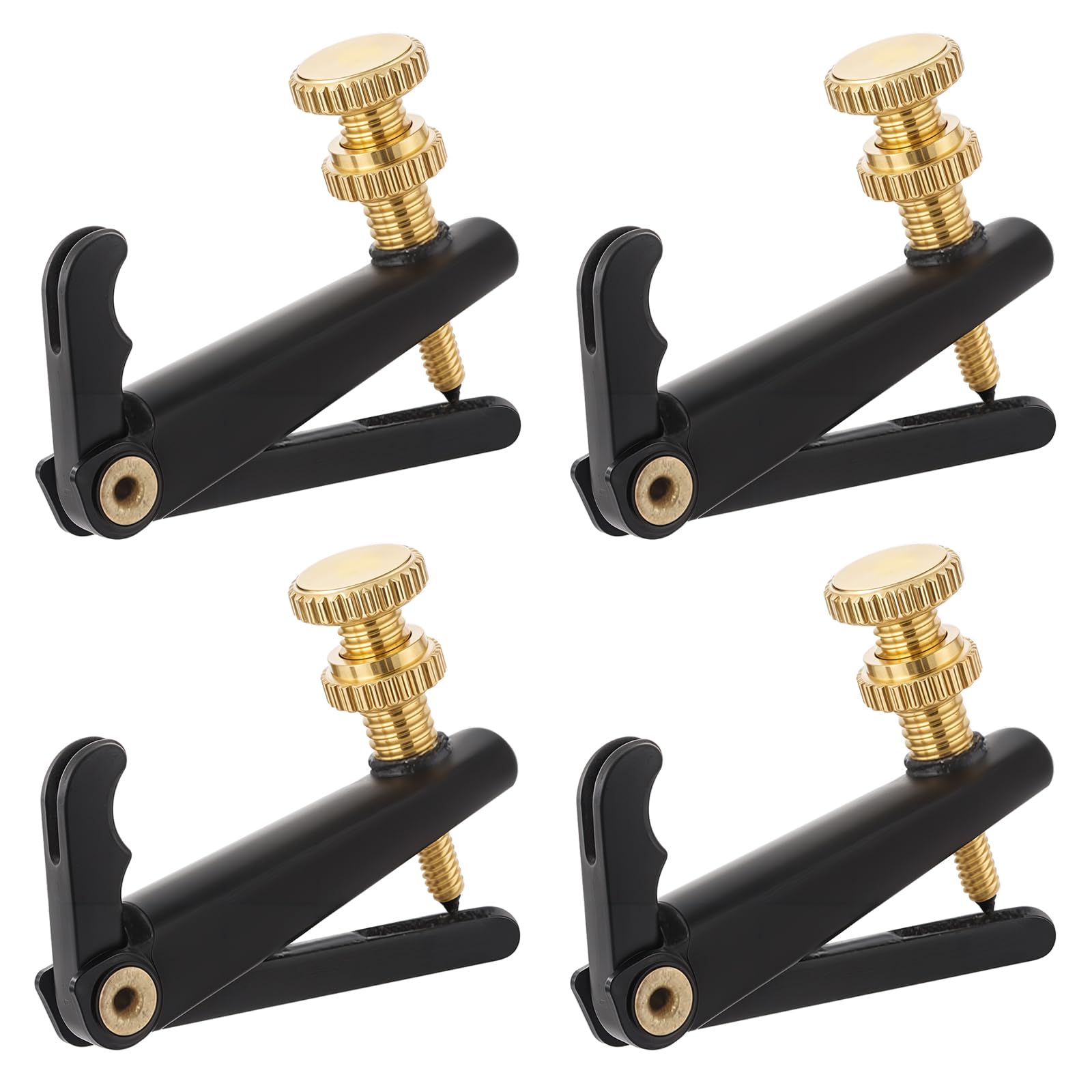 BOHUIZ 4 Pack Violin Fine Tuners for 4/4-3/4 Violin, Metal String Spinner Adjuster Violin Tuner, Anti Rust (Black, Gold)