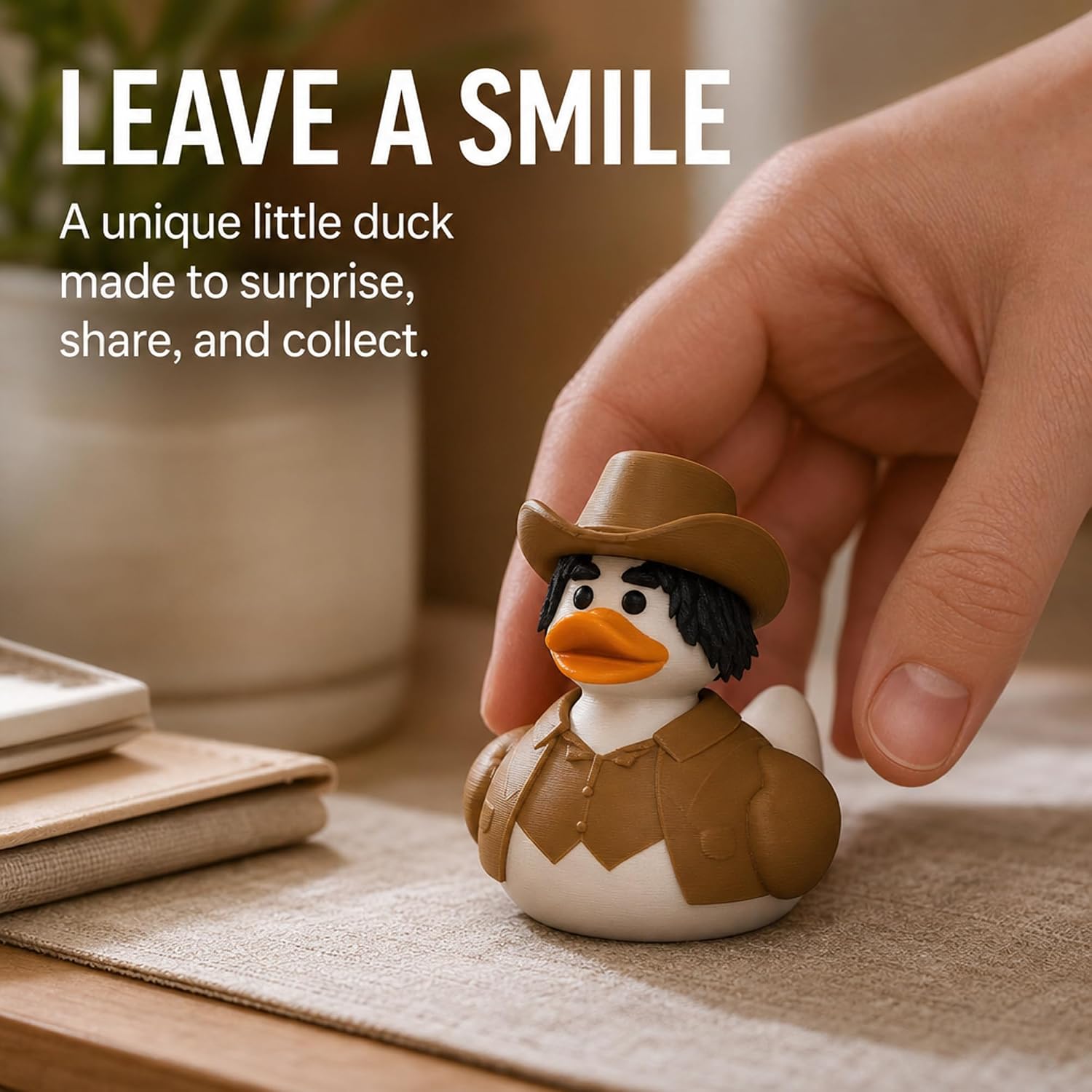 3D Printed Western Bandit Duck Collectible Compatible with Jeep Ducking – Cowboy Outlaw Surprise | Cruise Duck Hiding | Dashboard Desk Shelf Decor | Novelty Display Figure image 2