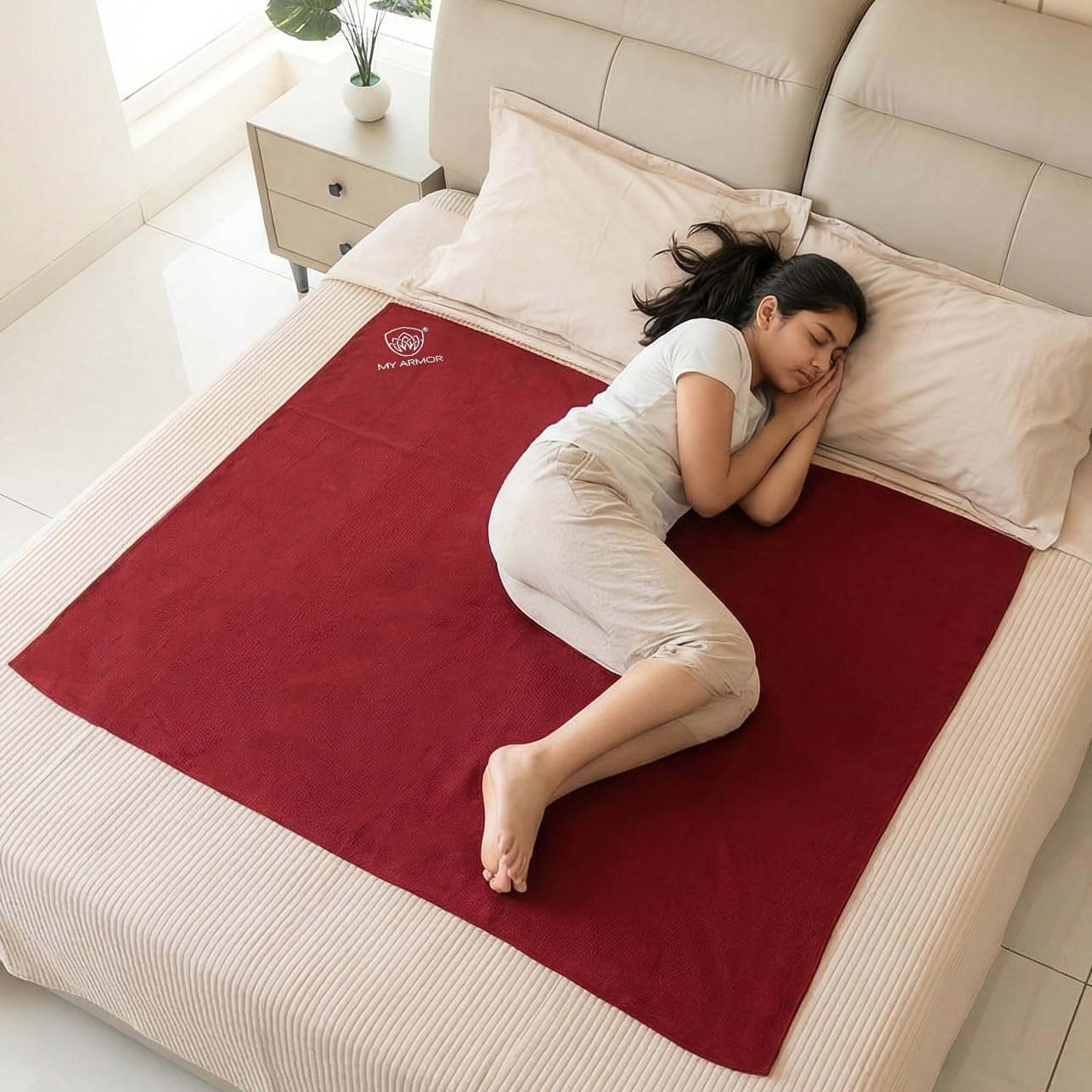 MY ARMOR Baby Dry Sheet for New Born Baby, Waterproof Bed Sheets for Kids Urine, Quick Dry Sheet for Baby Large Size - 100 x 140 cm with, Pack of 1, Maroon-image-42