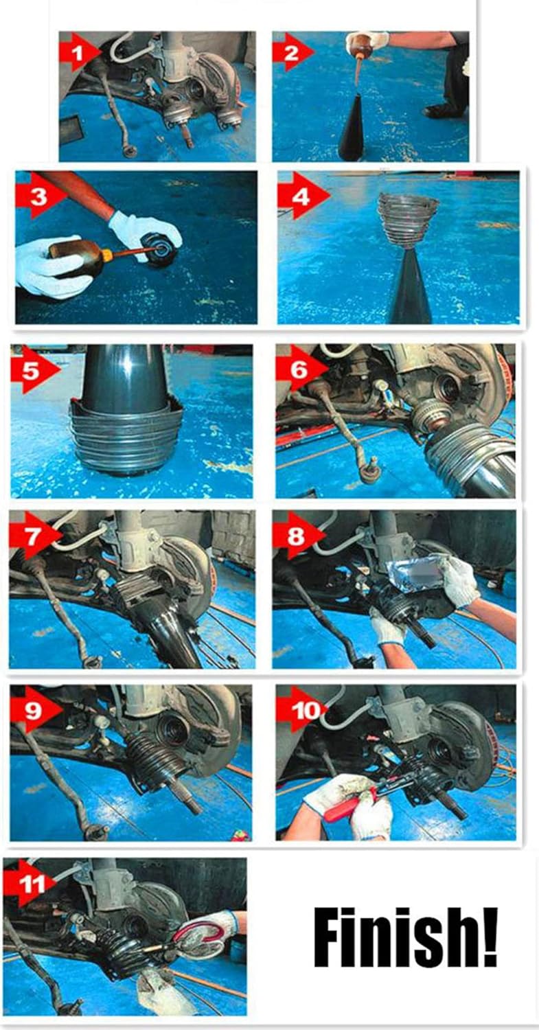 4pcs Universal Silicone Tool CV Joint Boot Kit Drive Shaft Silicone Constant Velocity Dust Cover CV Boot Replacement Silicone Telescopic Sleeve with 4 Clamps (Blue)