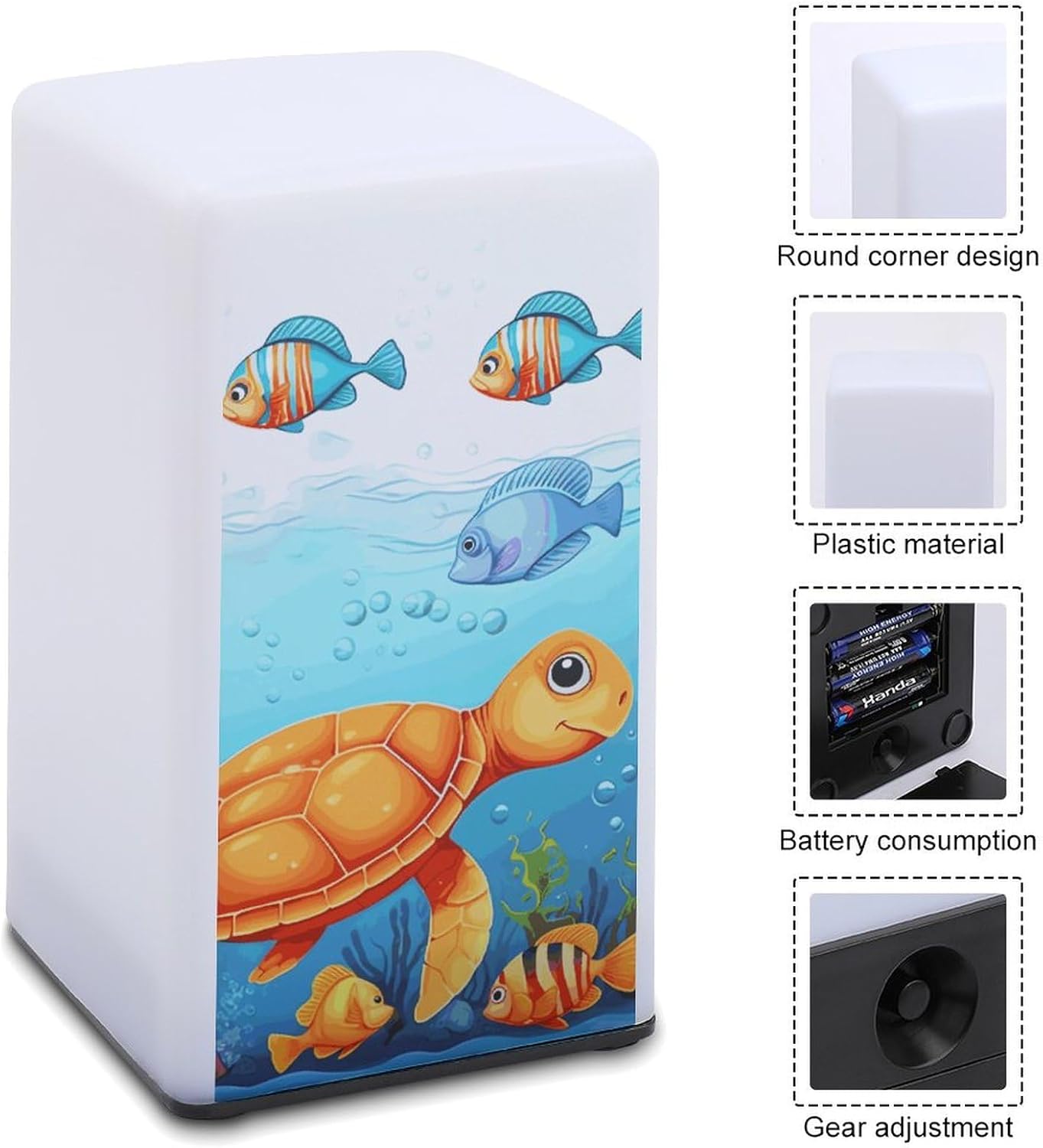 Desk Lamp Table Lamp with 2 Lighting Modes Battery Operated Turtle and Fish Reading Lamp for Bedroom Nightstand