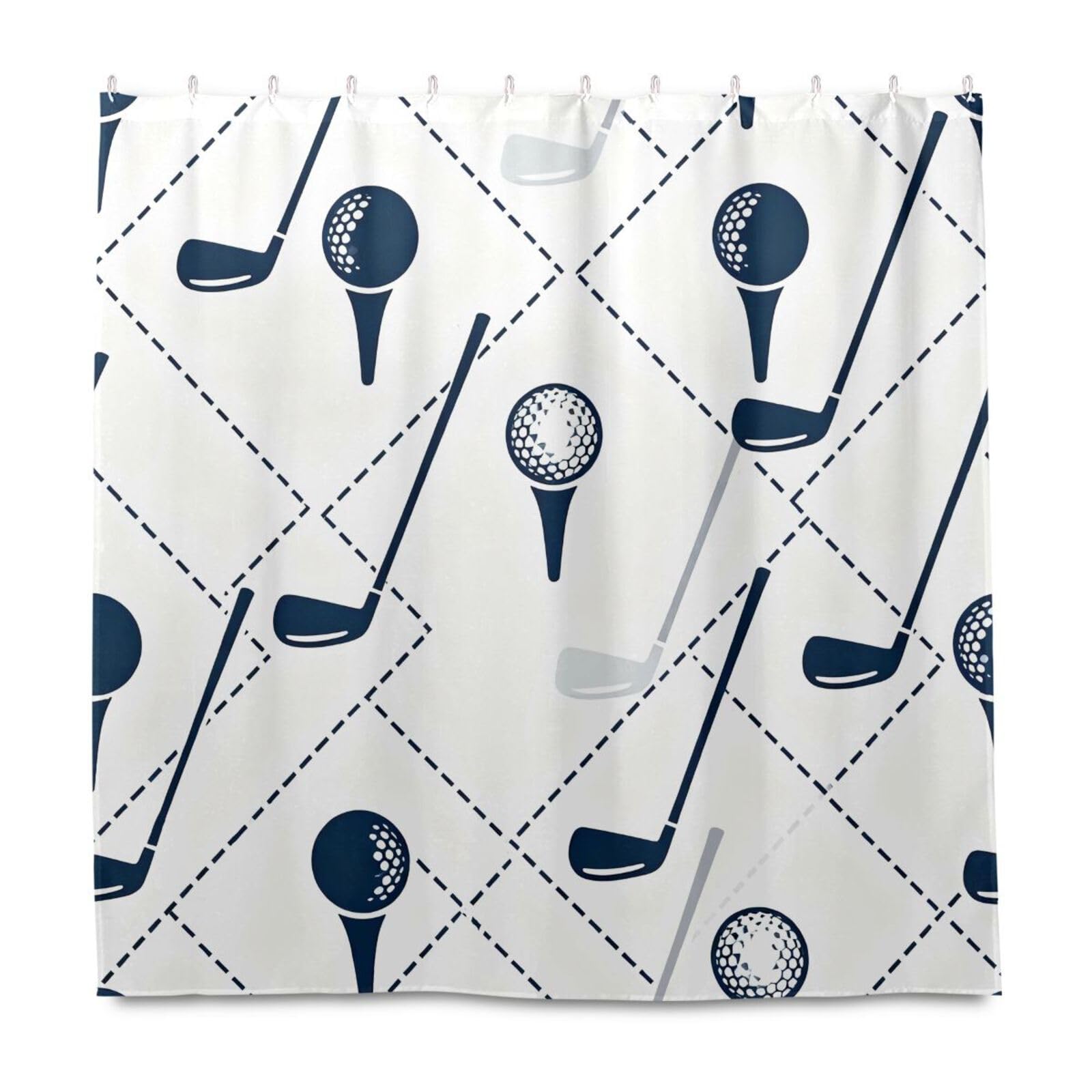 Rideau de douche polyester imperméable bleu et blanc 183x183 cm pour baignoire