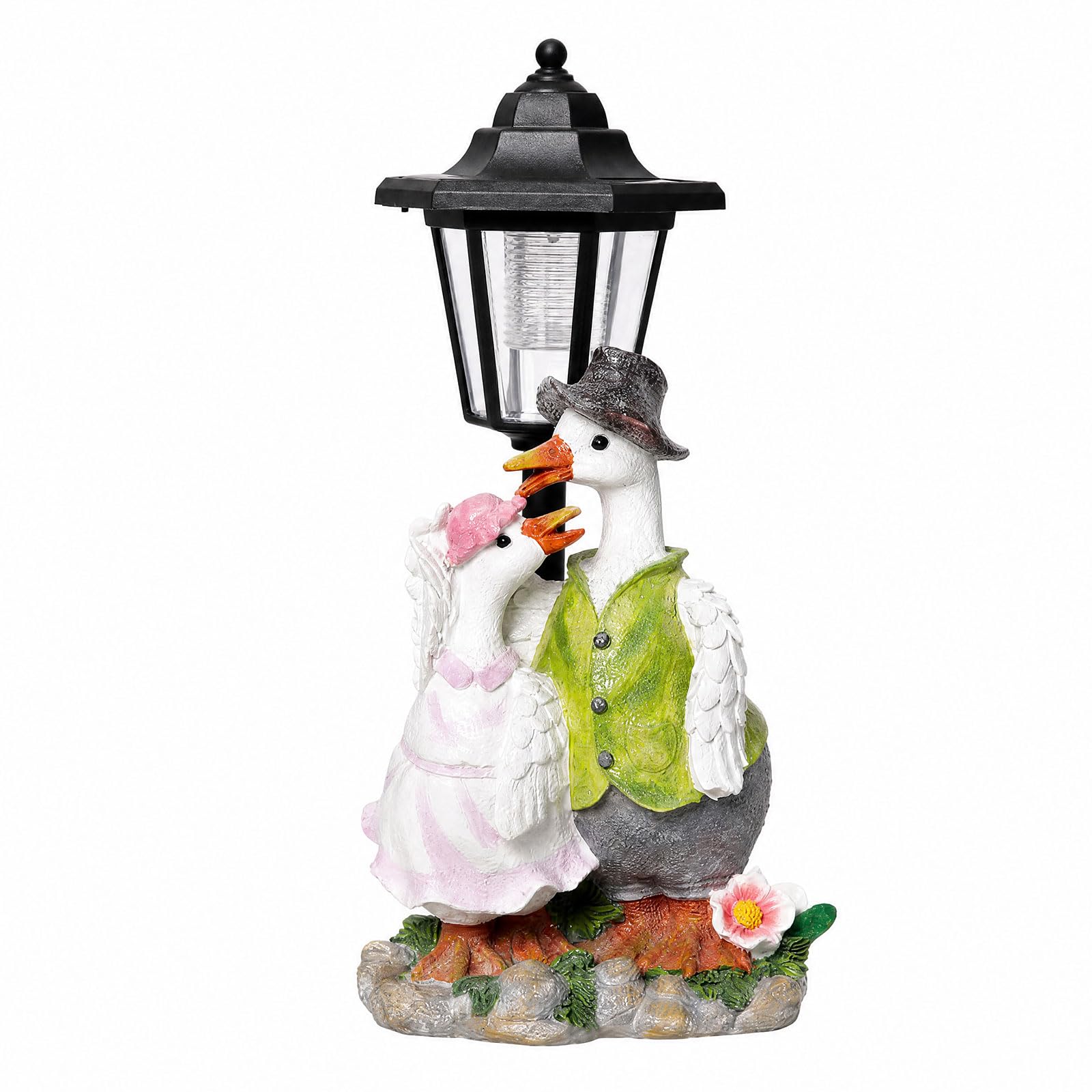 Emitto Garden Ornaments Outdoor, Solar Duck Sculpture LED Light for Patio | Resin Construction, Solar LED Duck Ornament, Auto On/Off At Night, Weatherproof Outdoor Decor, Garden Lawn Patio Decoration