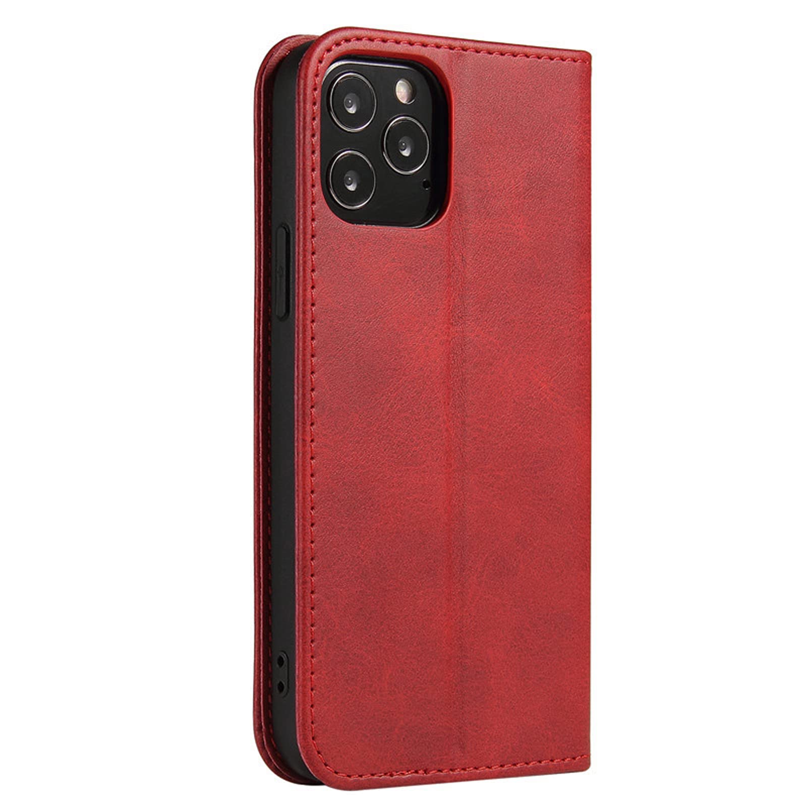 LTL Etui na telefon do iPhone 13 Mini/13/13 Pro/13 Pro Max, ręcznie robione skórzane etui z klapką z przegródkami na karty, etui na telefon, magnetyczne zamknięcie, czerwone, 13 mini 5,4 cala