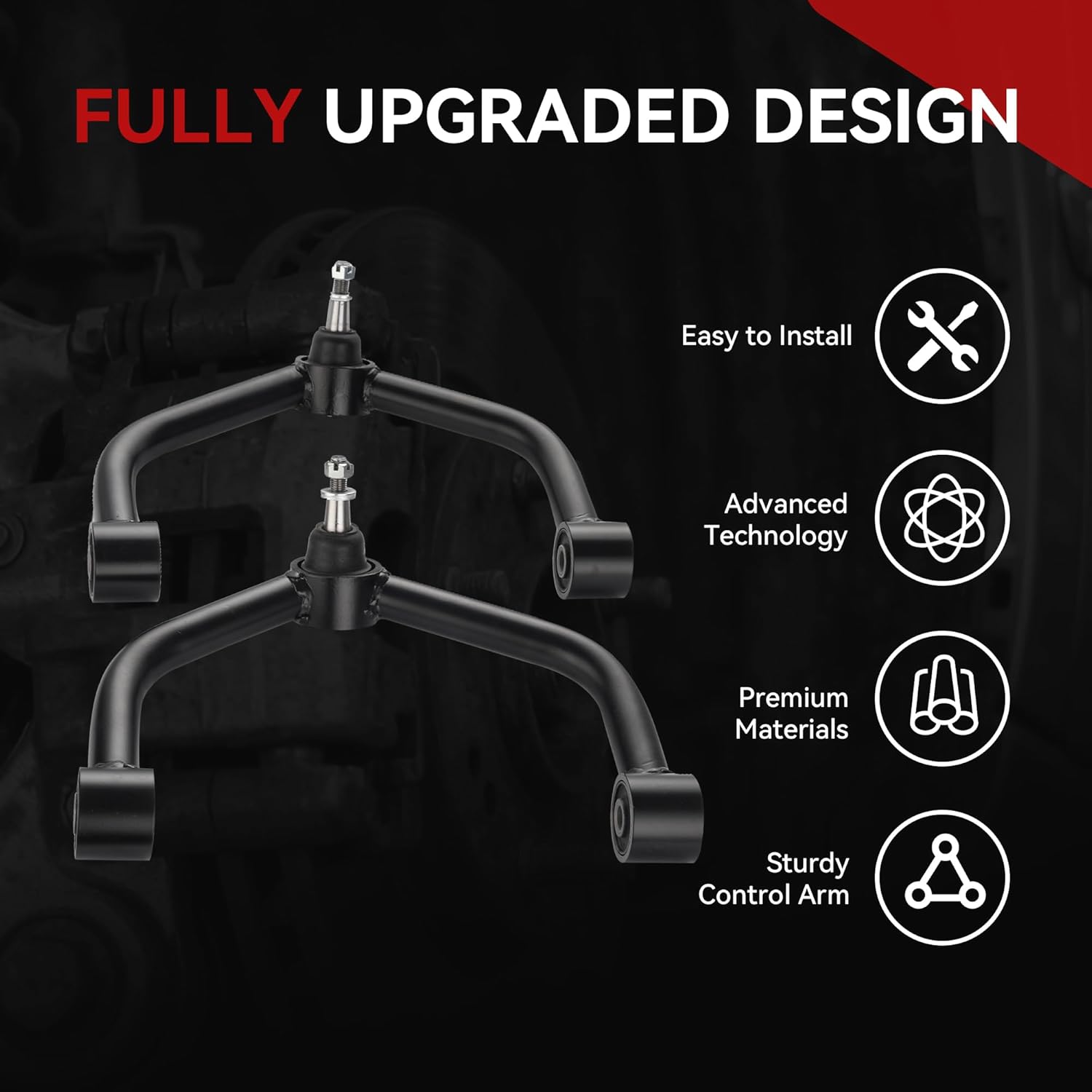 Upper Control Arms for Ram 1500 (2009-2022) 2-4 Inch Lift Tubular Suspension Arms with Ball Joint | Compatible with Dodge 1500 2WD/4WD | Version 2.0 (Pair)