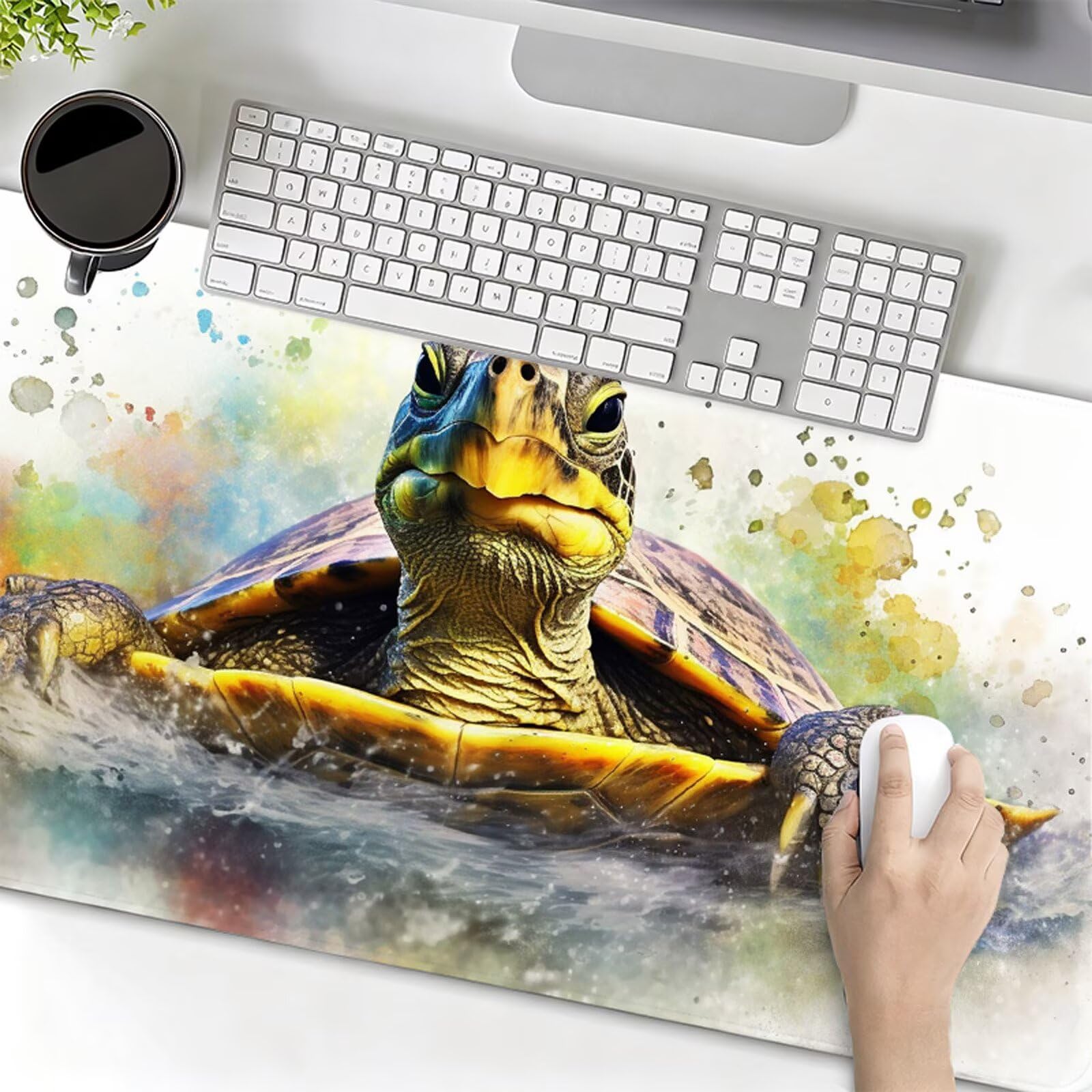 Podkładka pod mysz XXL 1200x600x3mm podkładka pod mysz żółwie podkładka pod mysz zwierzę poprawia precyzję i szybkość, wodoodporne antypoślizgowe, szyte krawędzie, akcesoria do gier, komputer biurowy