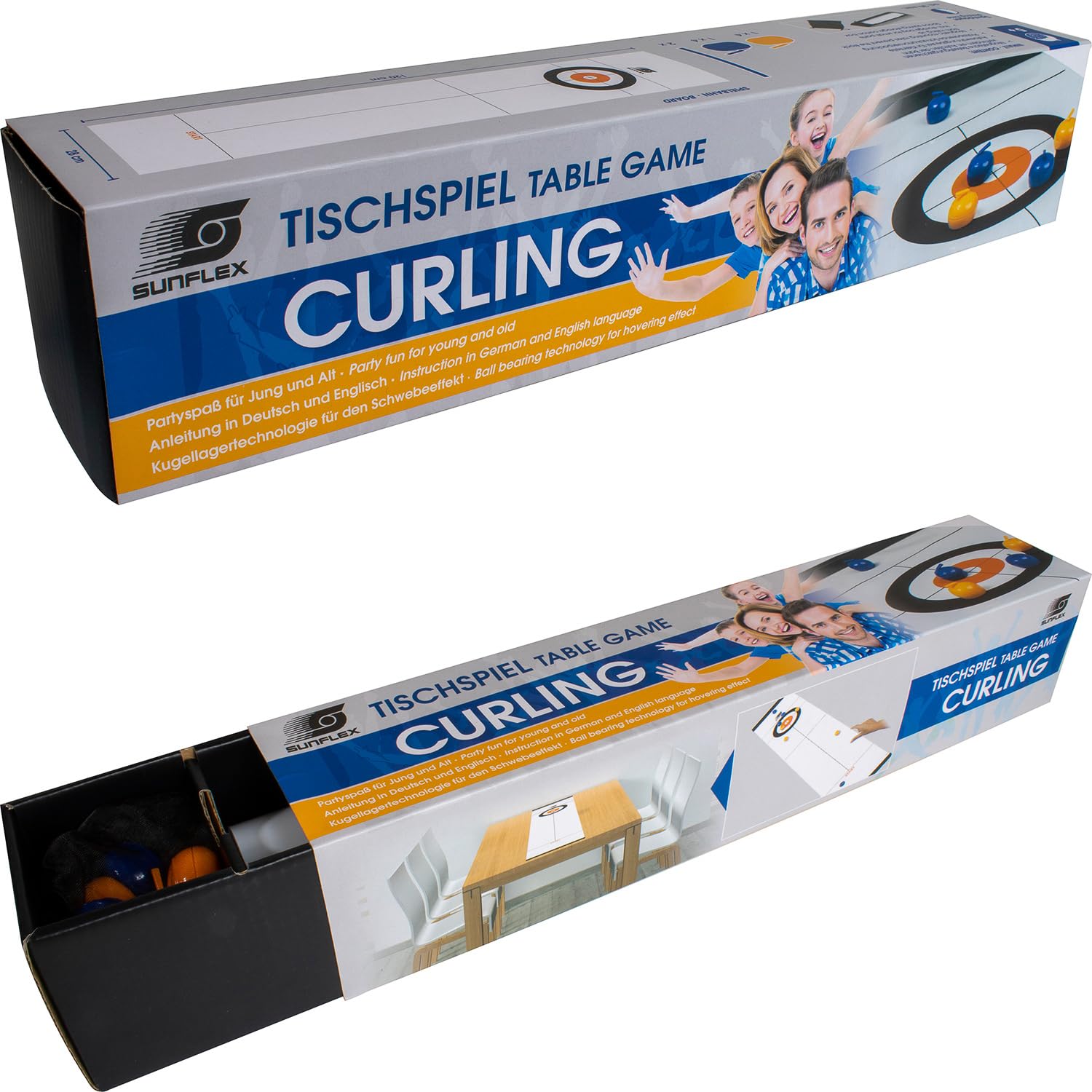 Sunflex Mini gioco da bowling da tavolo, mini gioco di bowling per tutte le età, bambini e adulti, portatile, include 6 perni, 2 dischi scorrevoli per palle da bowling e 1 tappetino liscio da 120 cm x