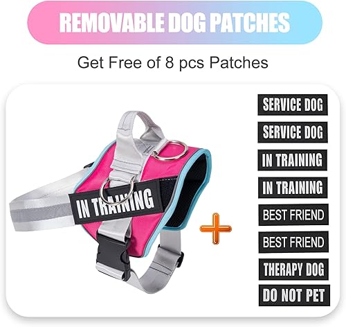Miniatura 4 de Arnés para perro de 3 anillos sin tirones, arnés reflectante ajustable para perro con 3 clips para correa, arnés para mascotas con 8 parches para