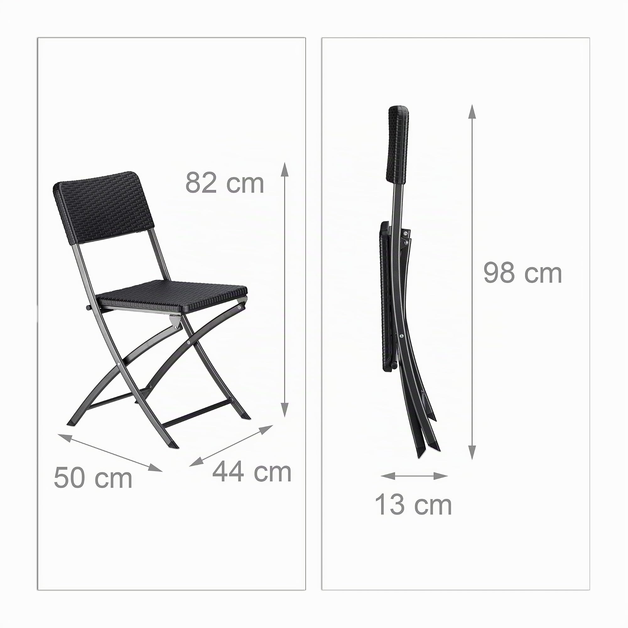 Relaxdays Meuble de jardin Bastian Noir 60 x 60 x 75,5 cm