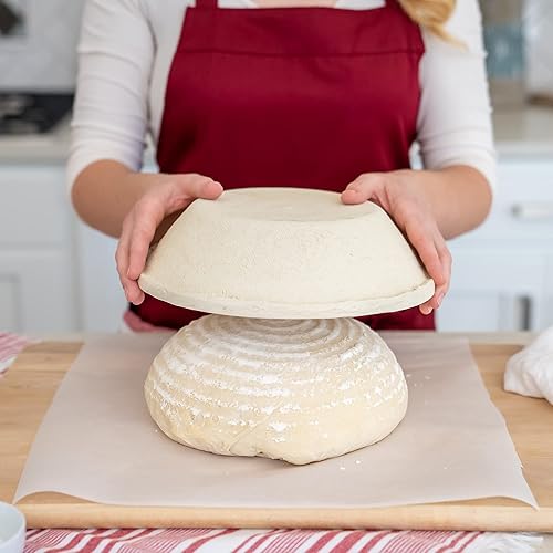 Miniatura 7 de Bulka Cesta grande redonda de 9 pulgadas con ranura de 2.2 lbs, pulpa de madera prensada, cesta a prueba de masa madre – Cuenco antiadherente a
