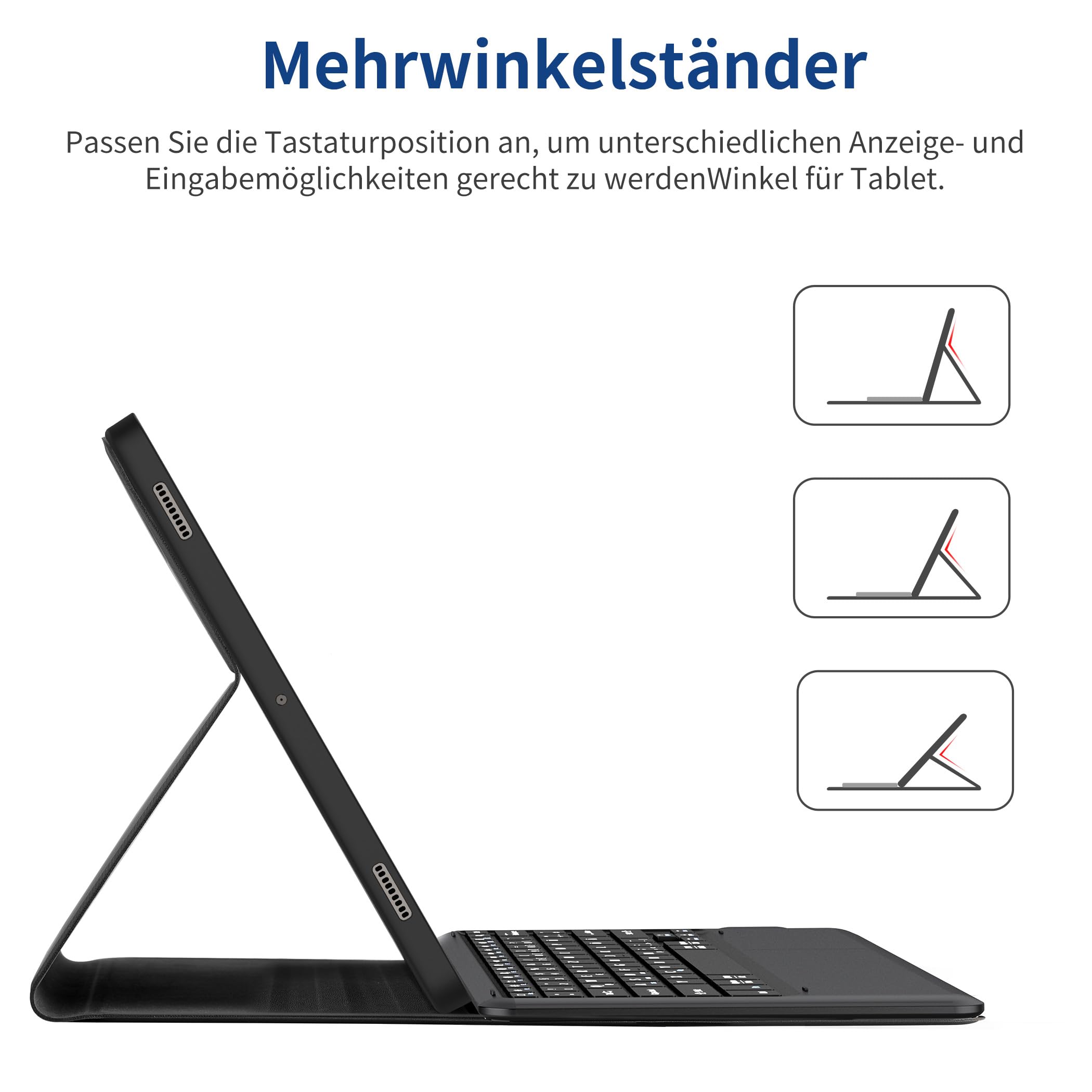 EasyAcc Custodia per tastiera compatibile con Samsung Galaxy Tab S9 FE+ / S9+ / S9 Plus / S10+ 12.4 pollici 2023/2024 con pellicola protettiva, QWERTZ Tedesco, custodia rimovibile con supporto per