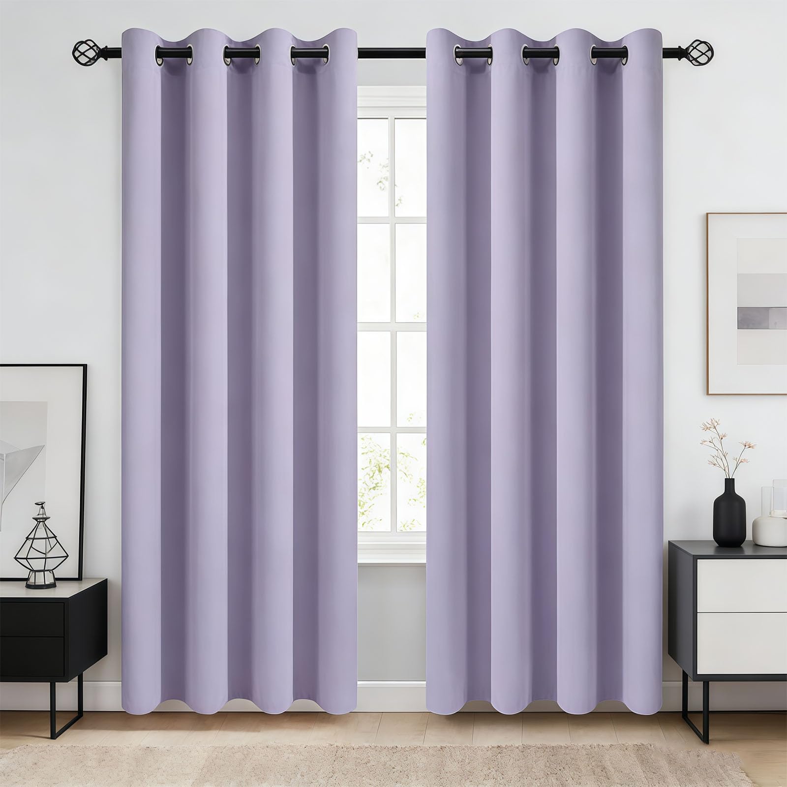 Rideaux occultant 110 x 250 cm pourpre isolant thermique et anti-froid à œillets