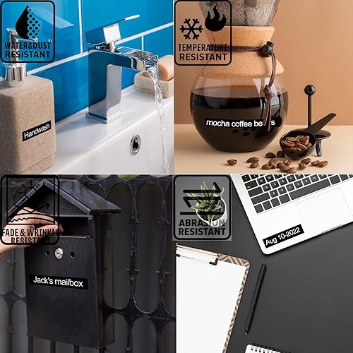 Miniatura 7 de Cinta adhesiva Brother TZe-335 compatible con cinta de etiquetas blanca sobre negra, cinta TZe Tz de 0.472 in 0.47 laminada negra, funciona con