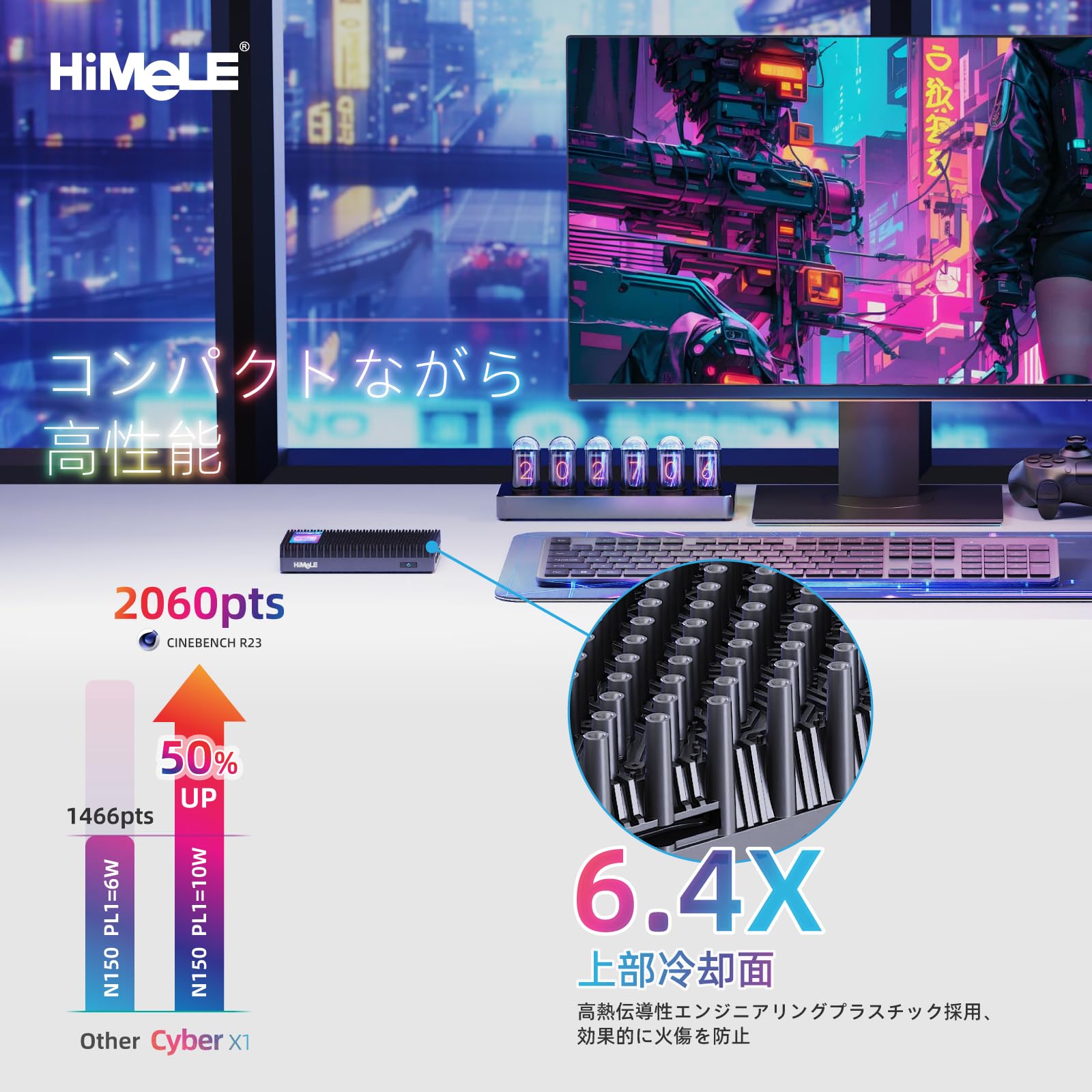 Amazon.co.jp: HiMeLE Fanelss ミニPC Cyber X1 N150 16GB RAM 512GB