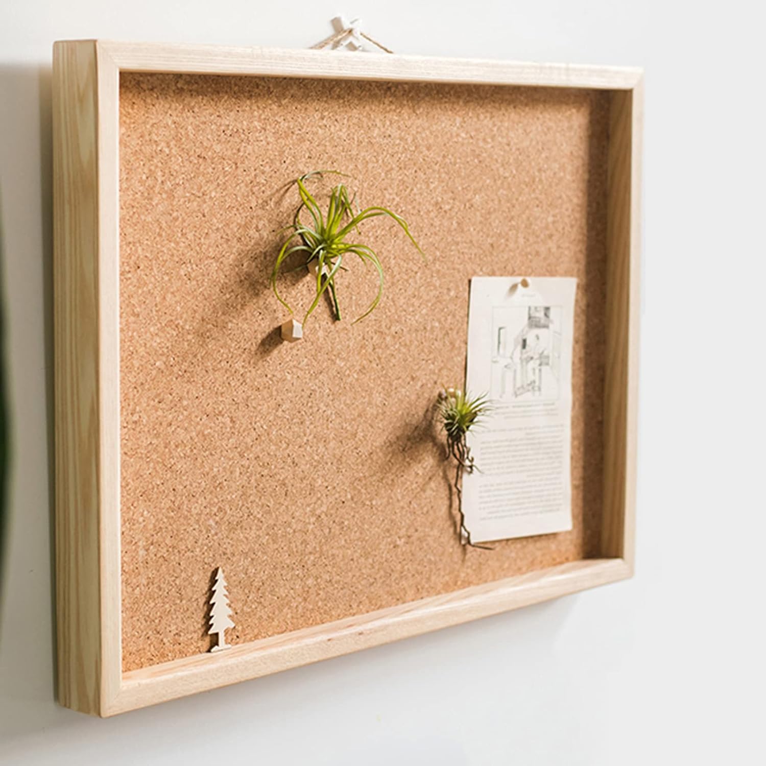 コルク掲示板無垢材フレームメッセージボード壁掛け組織オーガナイザー、家庭用寝室キッチンポーチオフィスカフェの装飾(Size:64X9