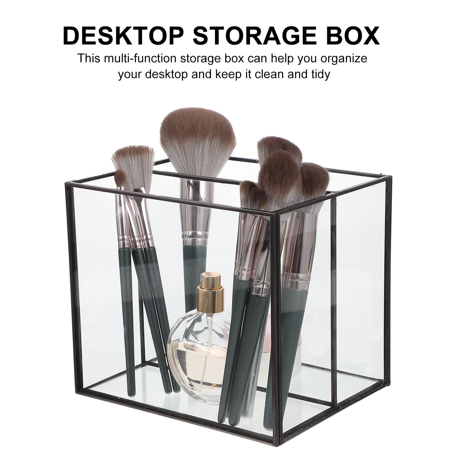 ERINGOGO Boîte de Rangement Cosmétique et Bijoux Verre Compartiments Organisation Compacte pour Maquillage et Accessoires Usage Domestique Cuivre Noir