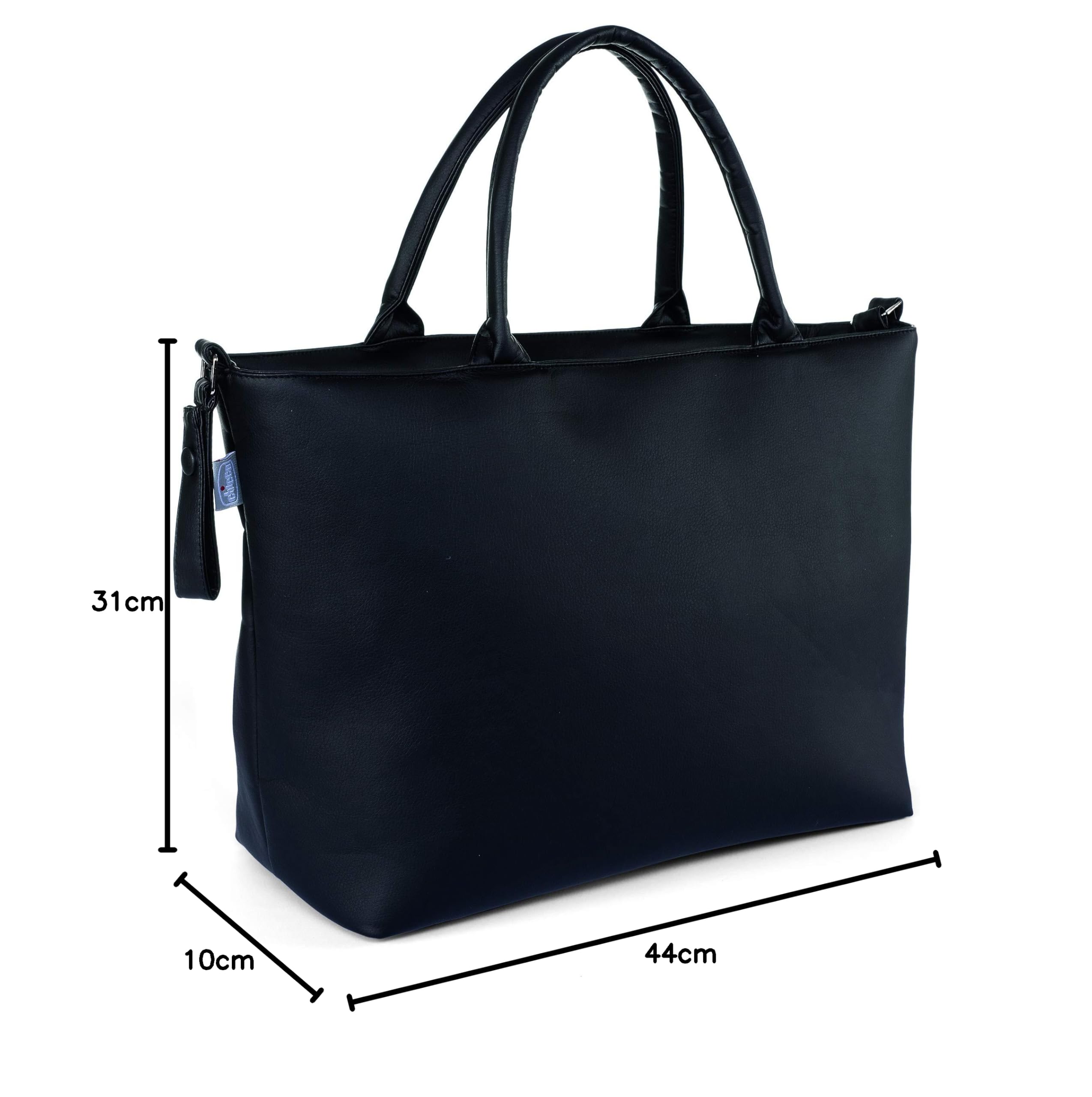Chicco Bag in Bag Organizer mit Wickelunterlage und Mini-Tasche aus Ecopel, Schwarz (Pure Black)