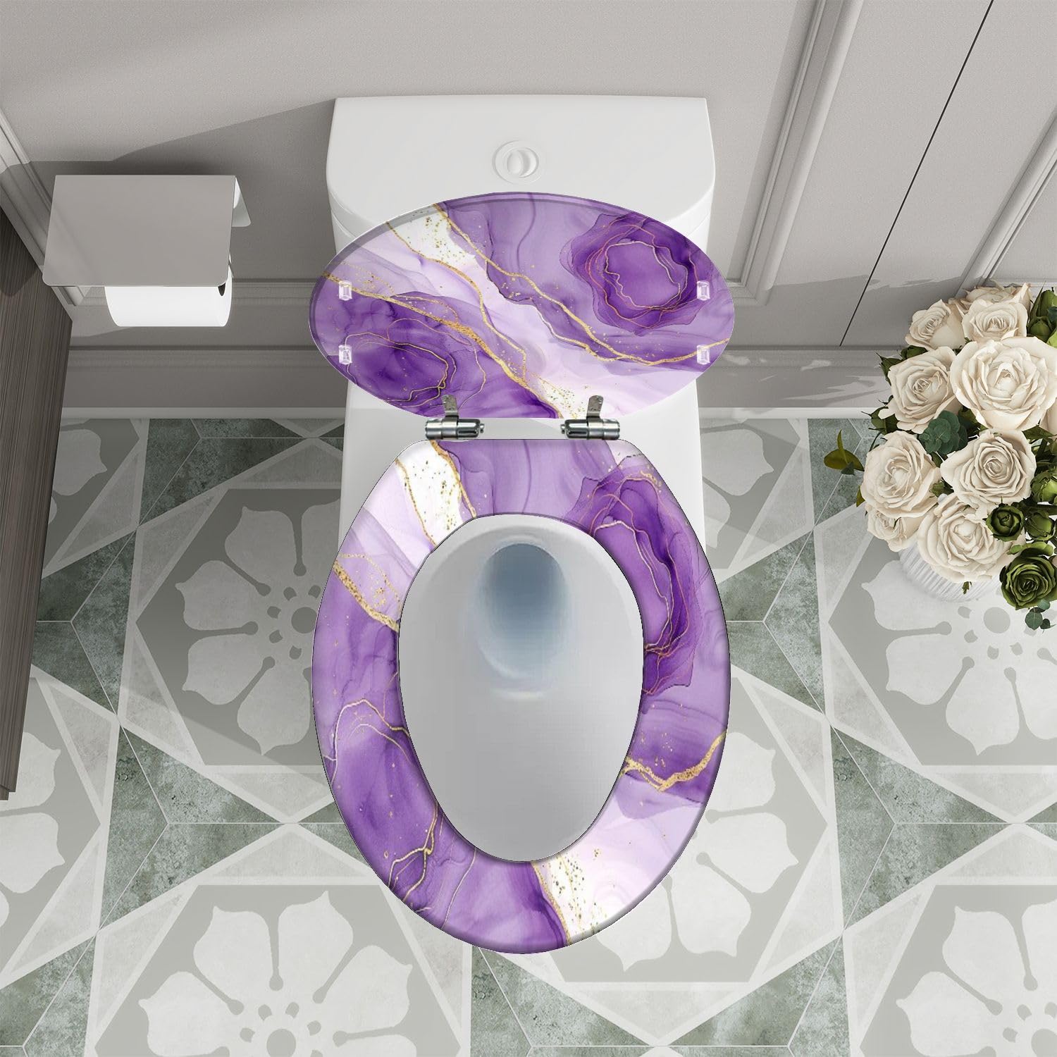 Sedile WC generico allungato in resina con chiusura ammortizzata e sgancio