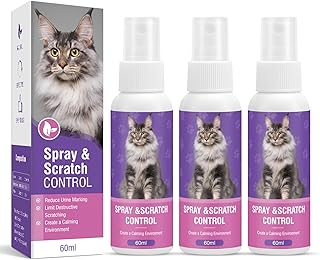 RUAKPL Cat Calming Spray Calming Solution for Cats Cat Pheromone Spray Reduces Stress Anxiety Scratching Calming Spray for Cats Good for Home Travel Cat Pheromones Calming Spray 60 ML 3 Pack