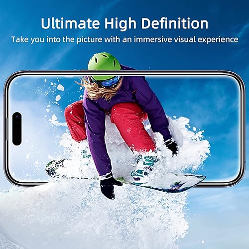 Miniatura 6 de ruwa Protector de pantalla para iPhone 14 Pro 3 unidades Película de vidrio templado de 6.1 pulgadas con marco de fácil instalación, Ultra HD,