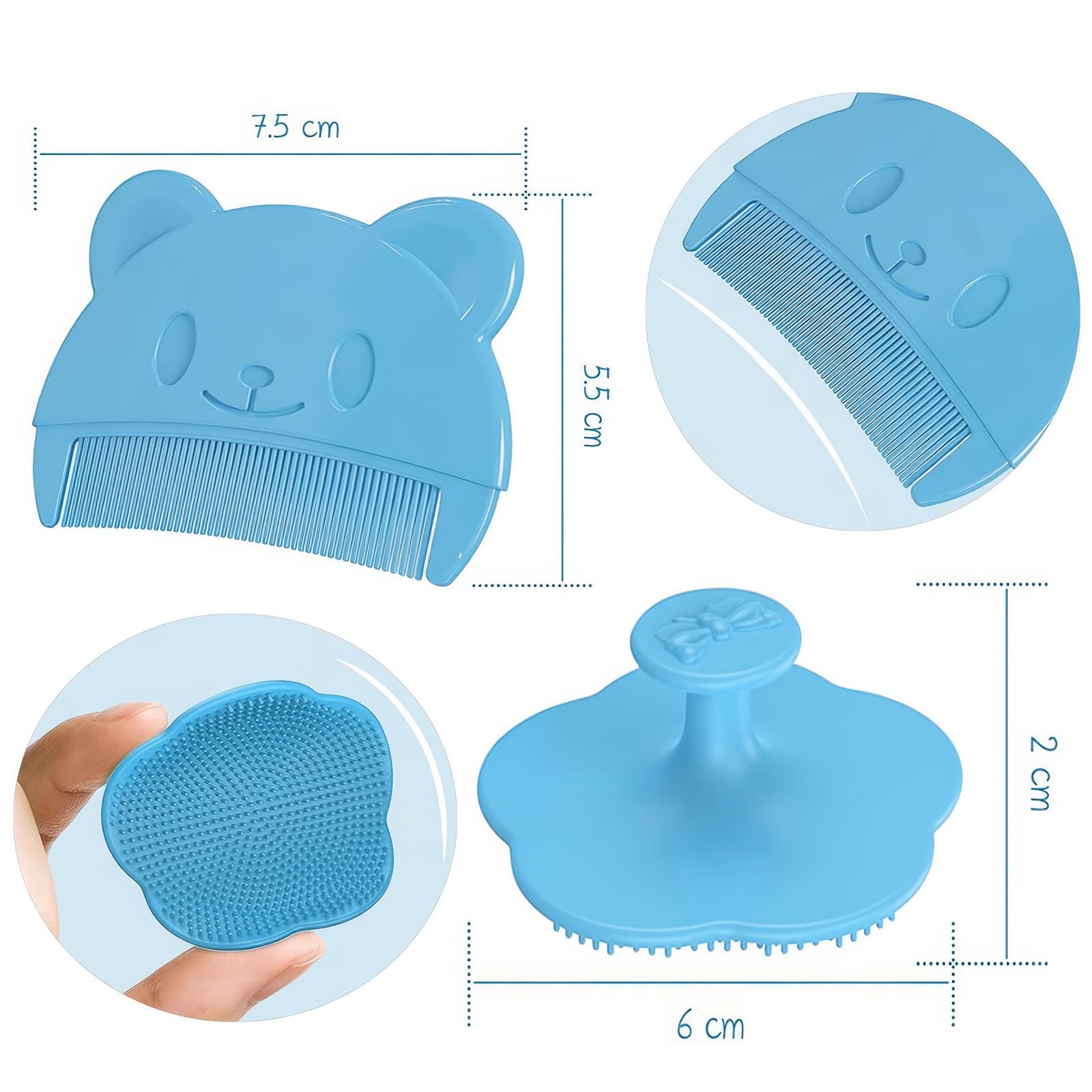 2 Pezzi Pettine Neonato,Pettine Crosta Lattea,Spazzola e Pettine Neonato,Pazzola per Bambini In Silicone Adatto Per Il Massaggio Del Cuoio Capelluto Del Neonato
