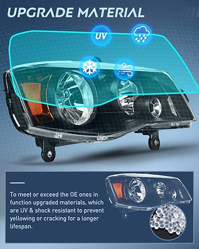 Miniatura 5 de Nilight Conjunto de faros delanteros para Dodge Grand Caravan 2011, 2012, 2013, 2014, 2015, 2016, 2017, 2018, 2019, Dodge Grand Caravan 2008-2016
