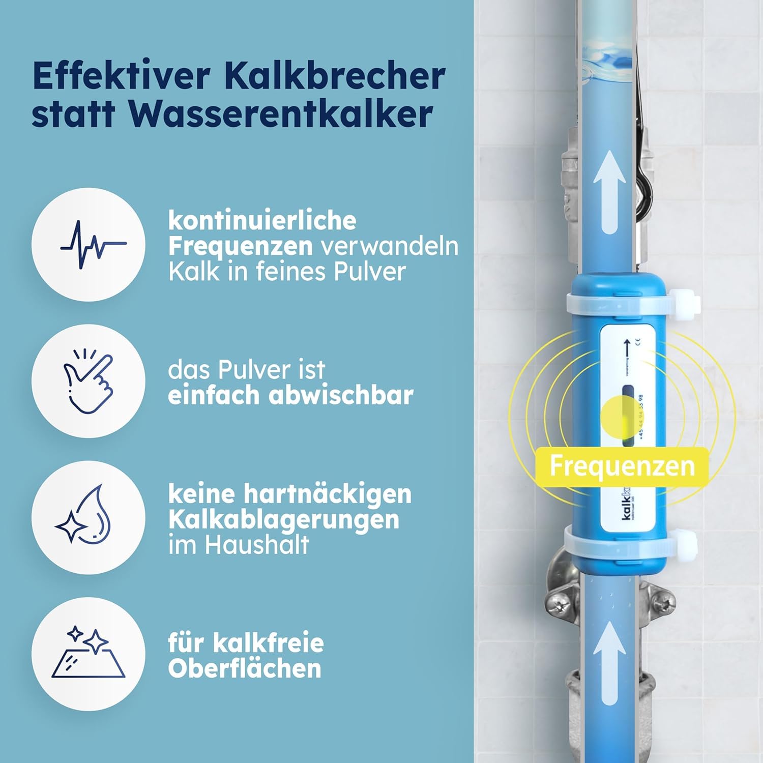 Filtro de cal para grifo de agua potable | filtro de agua potable convierte la cal en polvo | Sistema de filtro libre de productos químicos | Fácil instalación