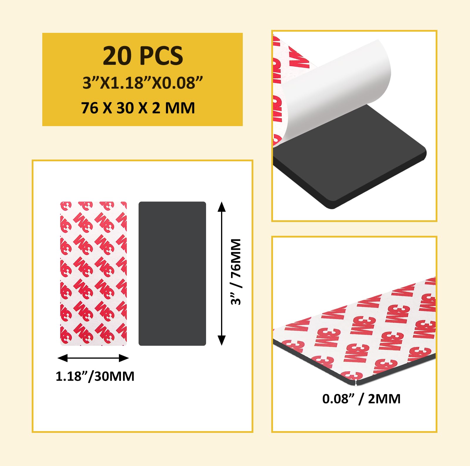 Magnetic Tape Strips - 20 Pack for Crafts & DIY -2