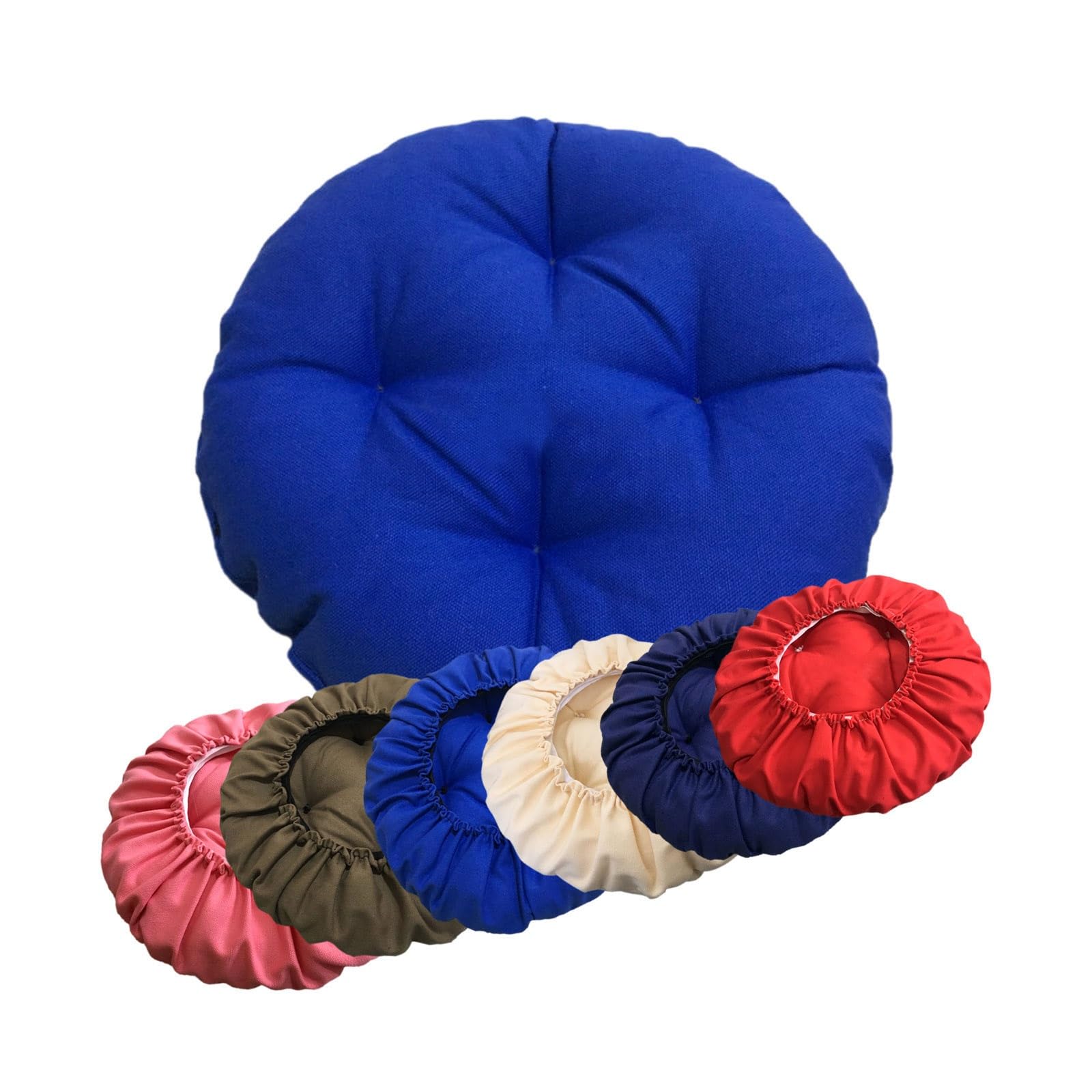 SVFOEBJM Cushion Seat For Round Chair 35/40/45/50cm Chair Cushion Thick Bistro Cushion Pad Chair Seat Pads With Elastic Non Slip(Blue,35cm)