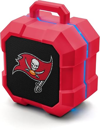 SOAR NFL Shockbox LED Wireless Bluetooth Speaker - Water Resistant IPX4, 5.0 Bluetooth with Over 5 Hours of Play Time - Small Portable Speaker - Officially Licensed NFL, Perfect Home & Outdoor Speaker