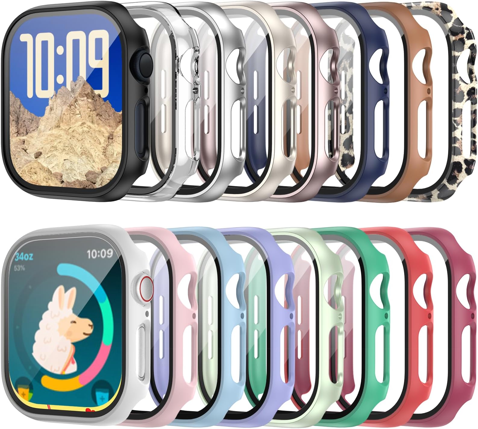 COMMUTER 16 Pack Cases for Apple Watch Series 11/10 46mm Screen Protector, (2025 New) Hard PC Ultra-Thin Protective Face Cover Built-in Tempered Glass Film for iWatch 11/10 46mm