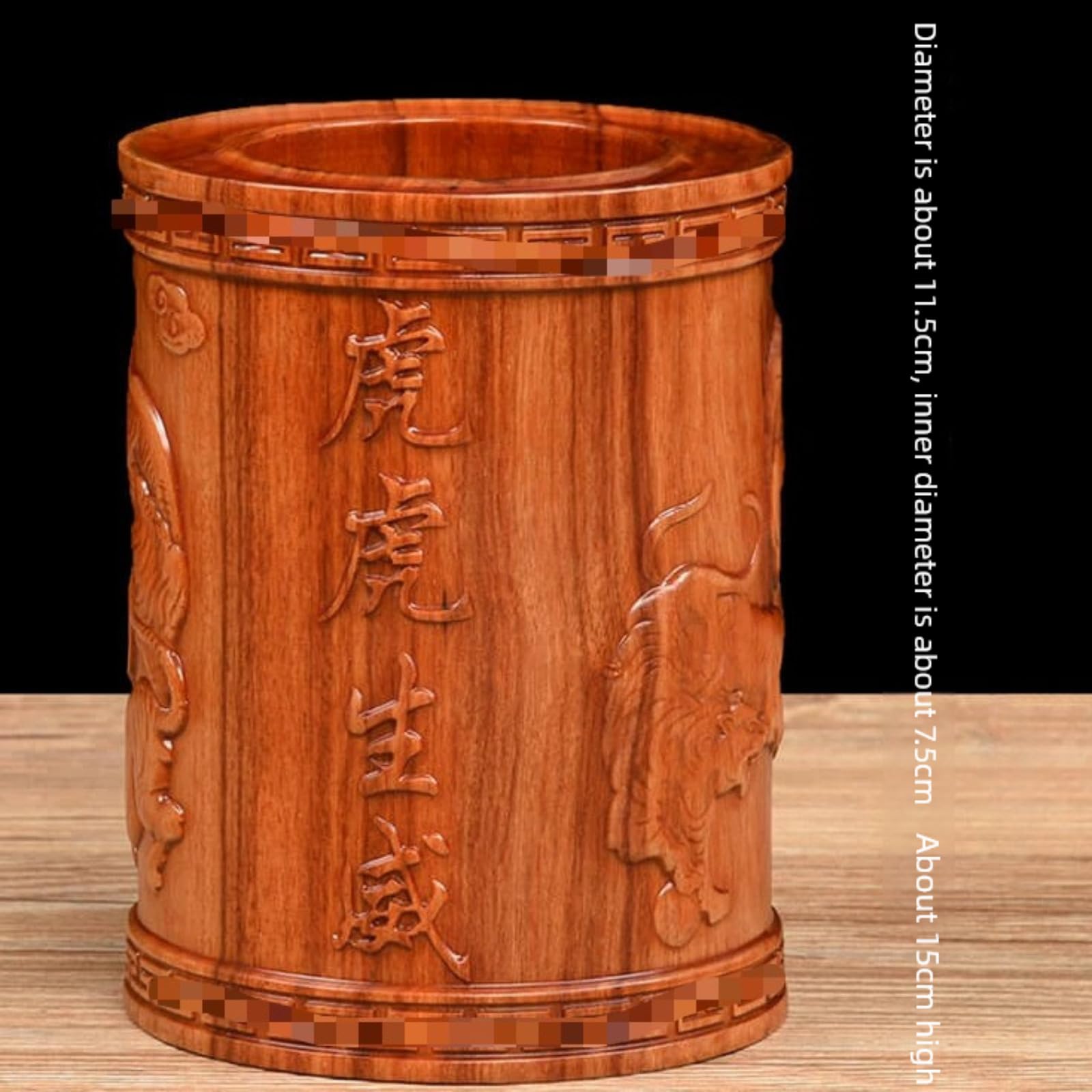 Stifthalter aus Massivholz, 15 cm, Mao-Stifthalter, antikes Ornament