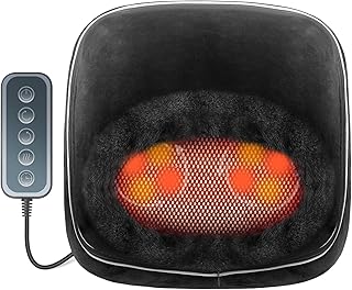 Neuksso Shiatsu Foot Massager Machine, 2-in-1 Foot and Back Massager with Heat, Kneading Foot Massager with 3 Adjustable Heating Levels, 15/20/30 Mins Auto Shut-off Foot Warmer for Home/Office (Black)