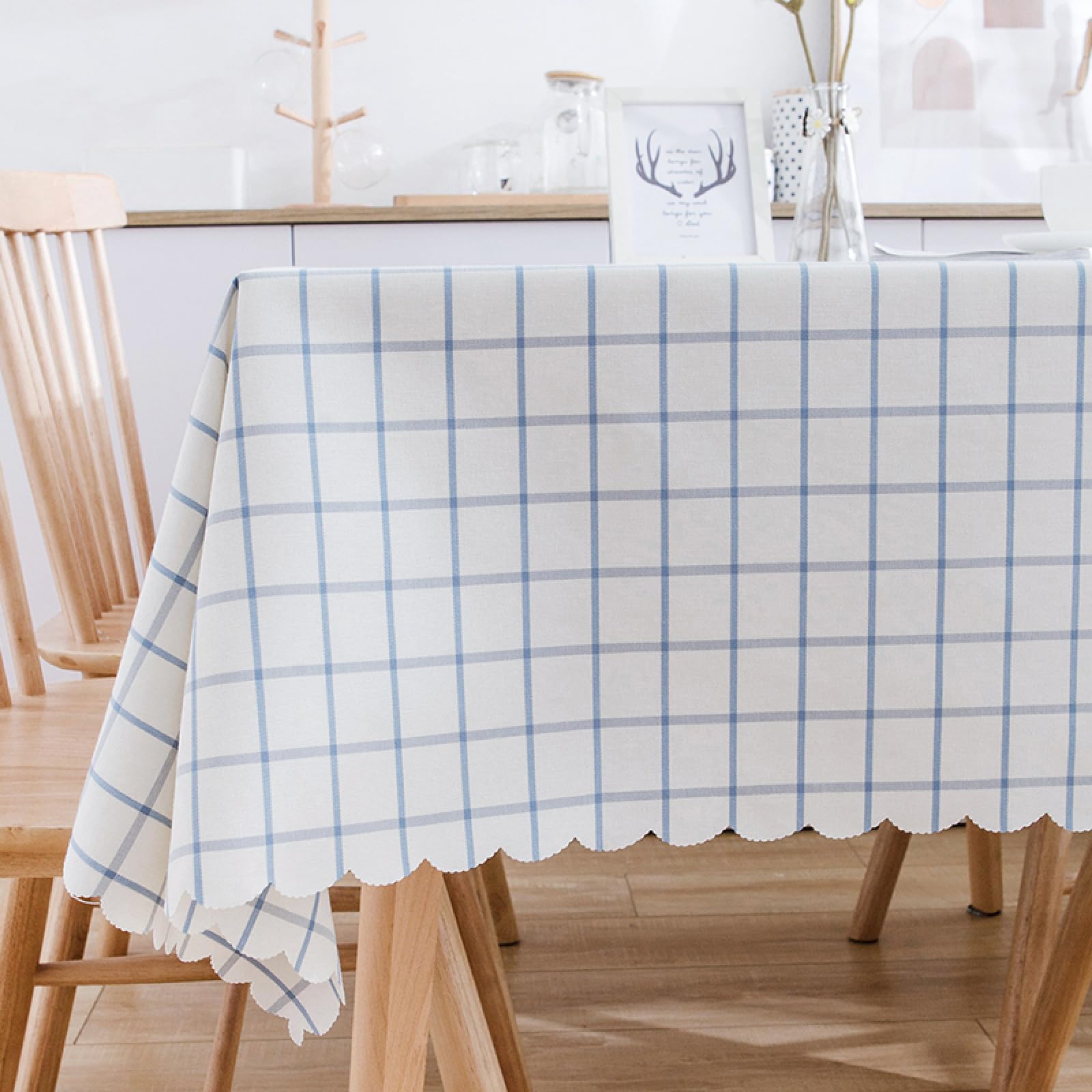 Nappe cuisine imperméable en lin de qualité supérieure décoration bleu et blanc