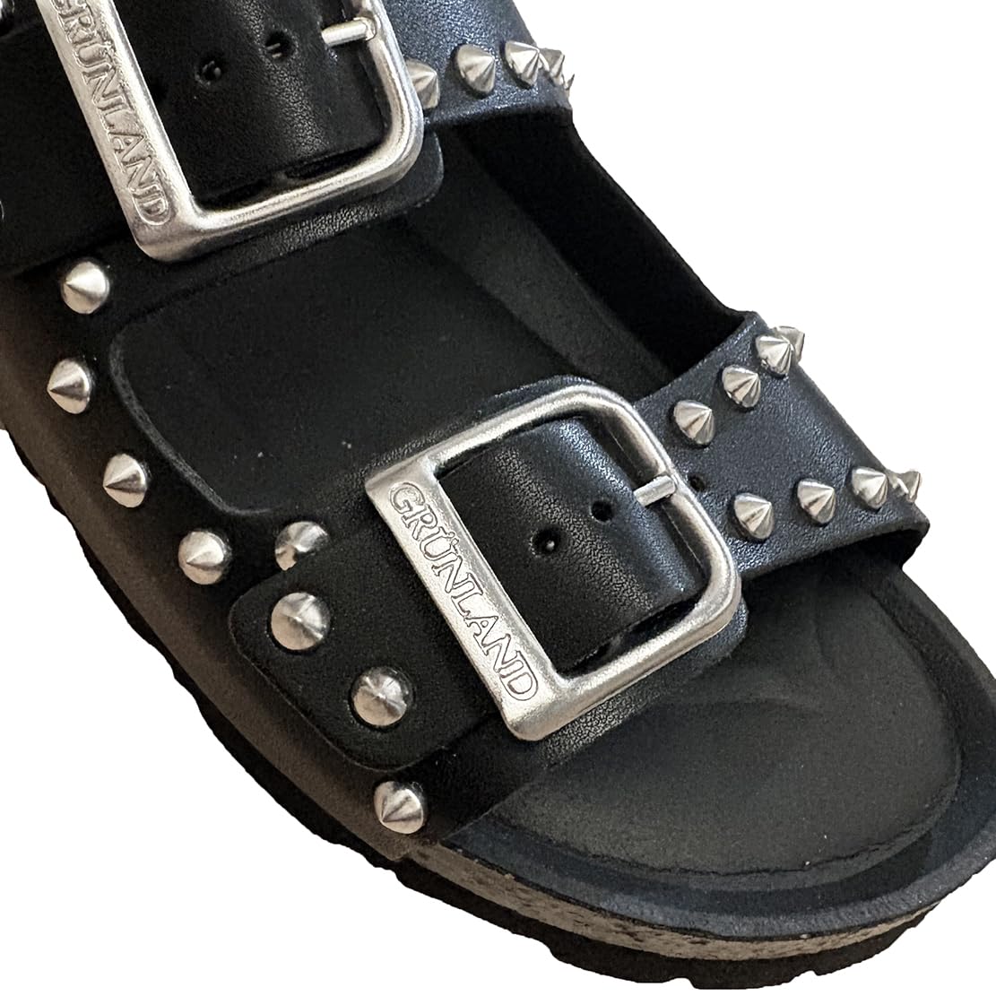 Grunland ciabatte con borchie donna STELLA DARK sandali ecopelle doppia regolazione con sottopiede anatomico RE-Soft