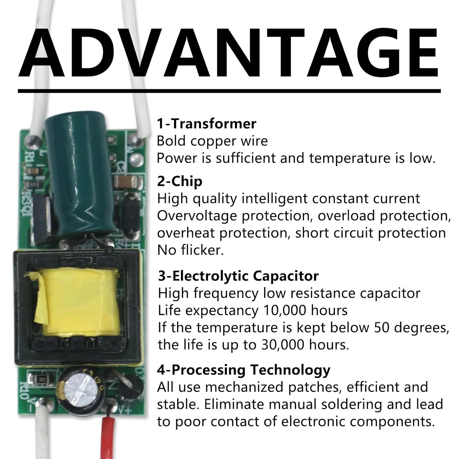 LED Driver 8-12W Output 20-44V 270mA for Voltage Power Supply Input 90V-265V Lighting Transformer for Bulb