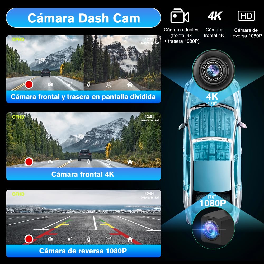 AWESAFE 9”Pantalla de Coche CarPlay/Android Auto/MirrorLink Inalámbrico, Reproductor de Pantalla Tactíl Admite 4K Dash CAM/Cámara de Trasera/Bluetooth/USB/SD/FM/Control por Voz