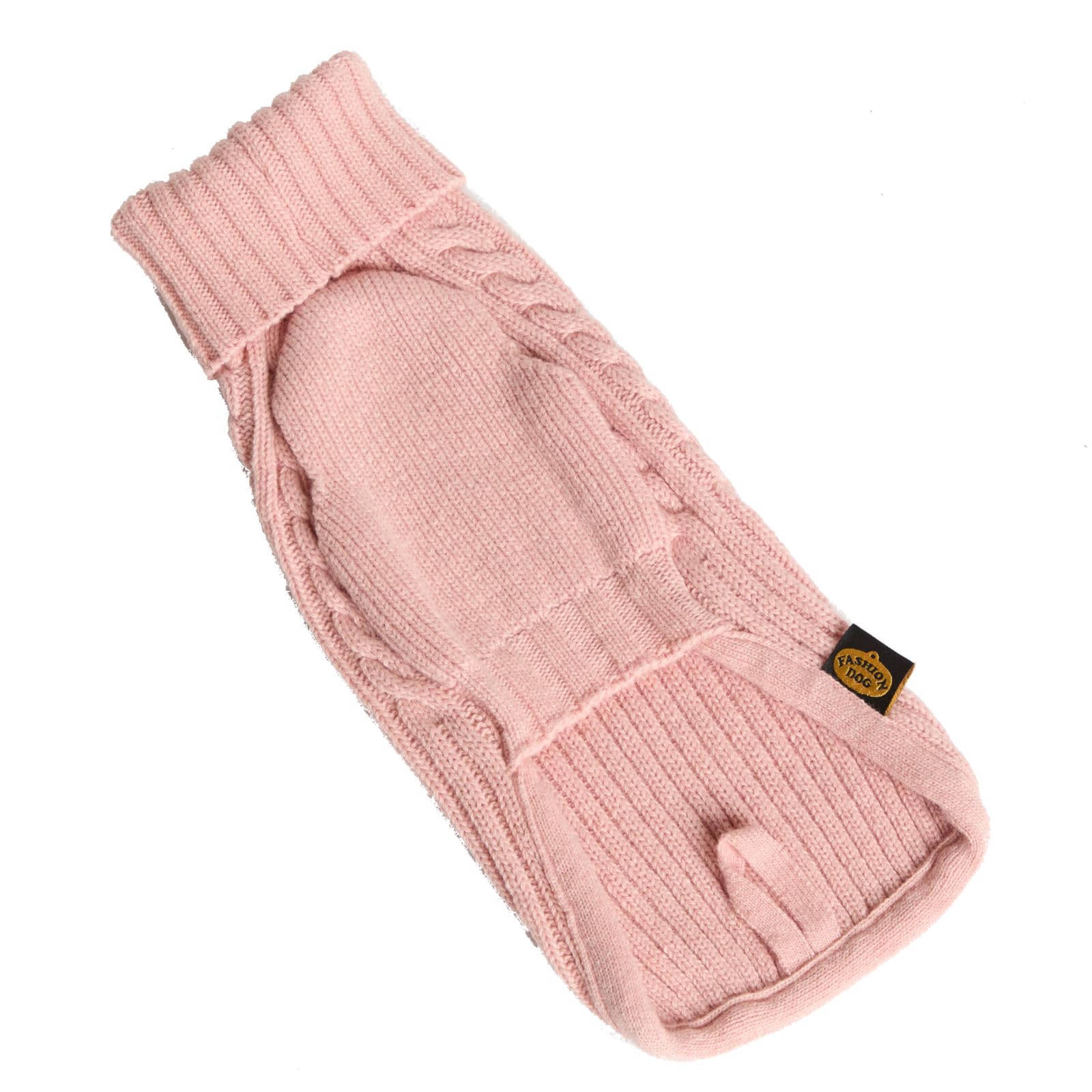 Fashion Dog Hundepullover aus Kaschmirwollmischung - rosa (47 cm) - Pullover für Hunde im klassischen Zopfmuster