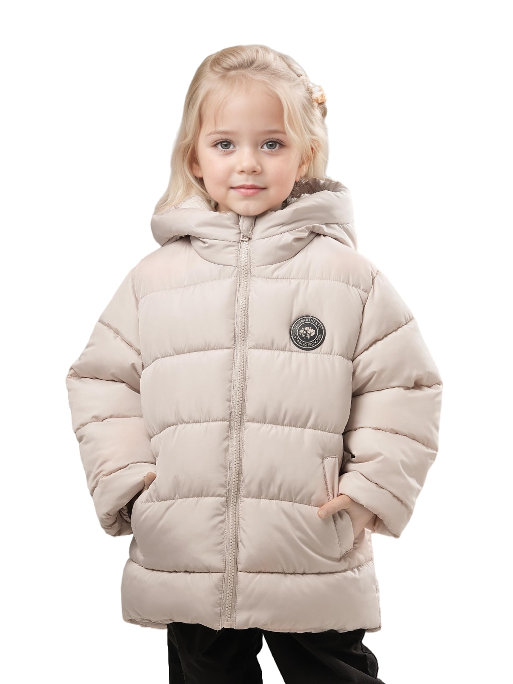 SOLOCOTE Cappotto invernale per bambine Imbottitura sintetica resistente all'acqua Parka con cappuccio e fodera in pile