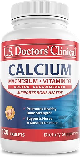 U.S. Doctors' Clinical - Complejo de citrato de calcio y carbonato de 1200 mg con magnesio y vitamina D3 - Suplemento de calcio para la fuerza ósea,
