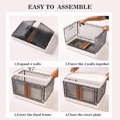 Miniatura 2 de El almacenamiento plegable de ropa con ruedas se puede apilar libremente, contenedores apilables con tapa y puerta para juguetes, ropa de temporada,