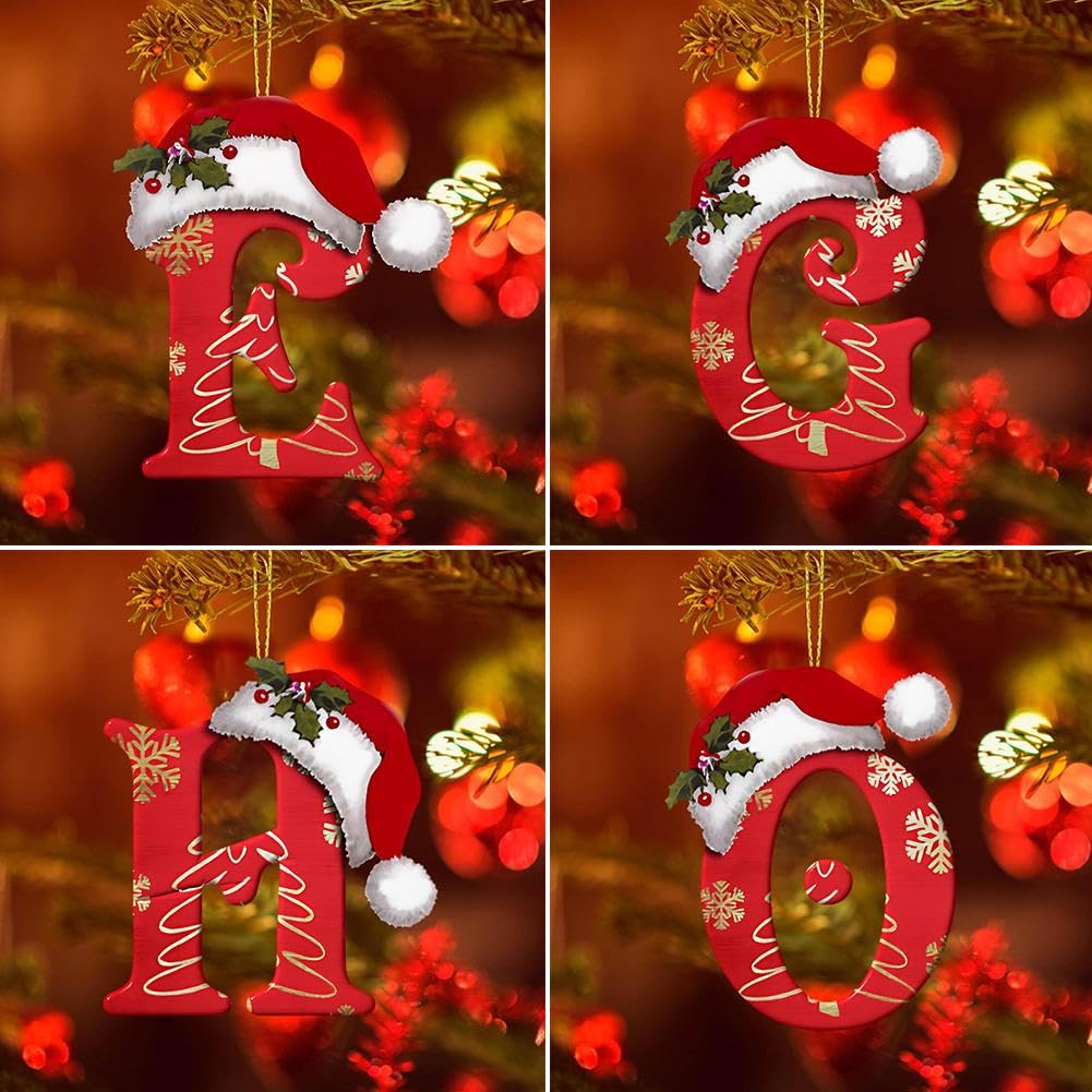Décorations Sapin Noël - 26 Lettres Alphabet à Suspendre Avec Bonhommes De Neige, Personnalisables