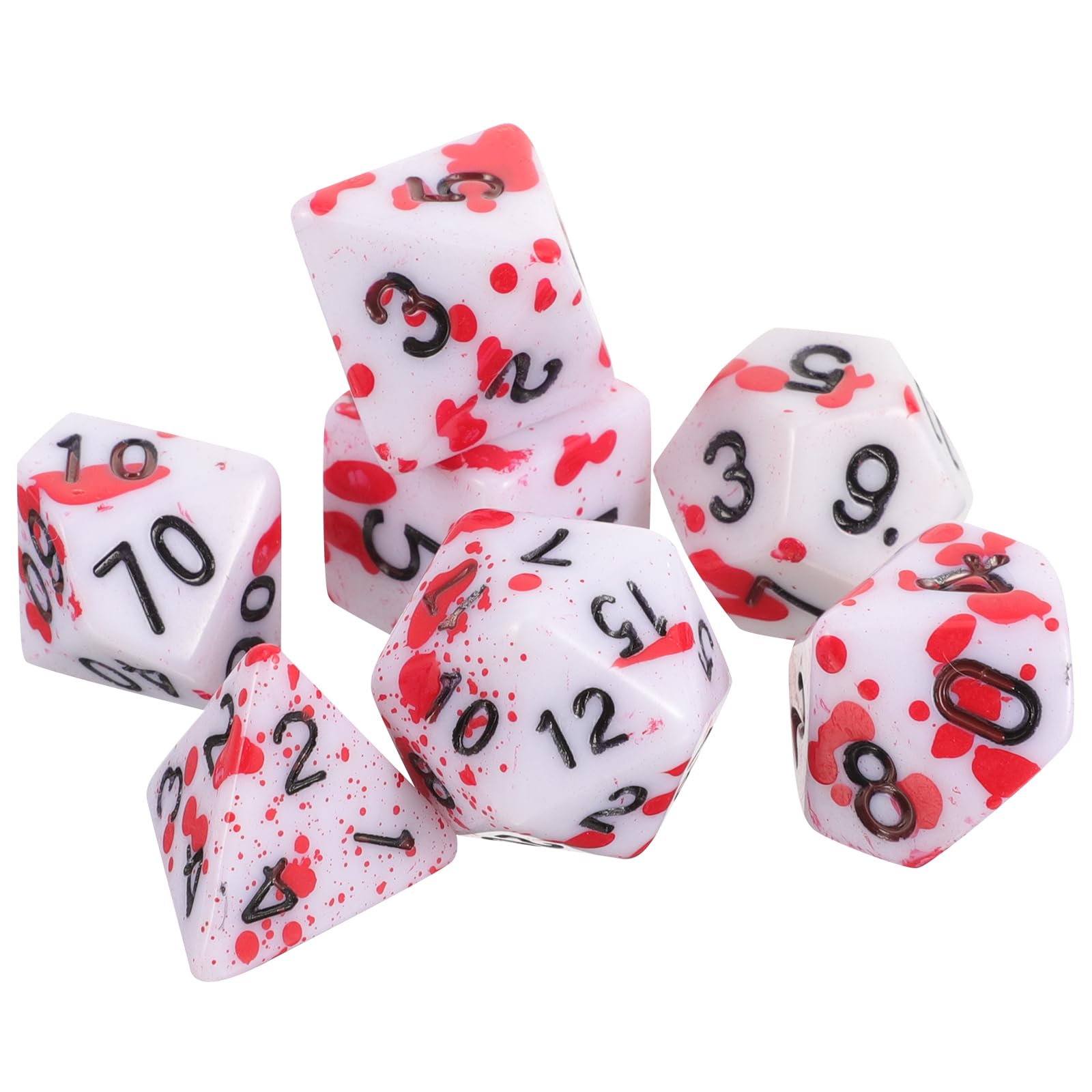 Blood Dices Blood Splatter Dices, D&D Dices Set of 7, Acrylic Polyhedral Dungeons and Dragons Role Playing Game Dices Party Supplies for Halloween Cosplay Party (Red)