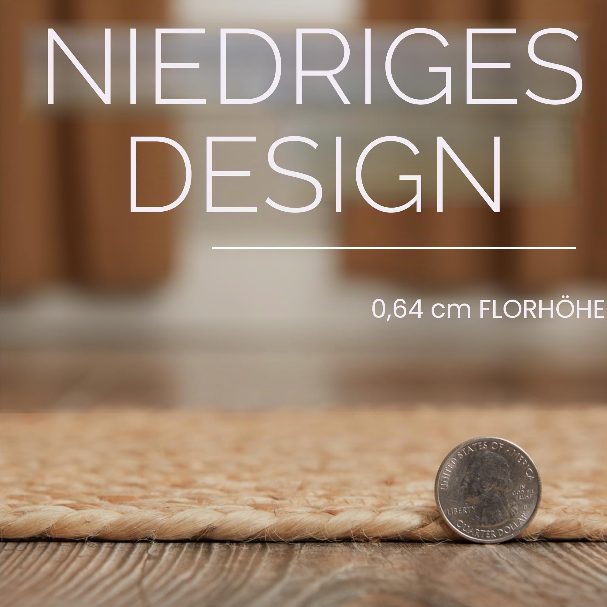 VHC Brands Natürlicher Jute-Teppich, Landhausstil, Eingangsbereich oder Küche, kleine Willkommensmatte, halbrund, 41 x 83 cm