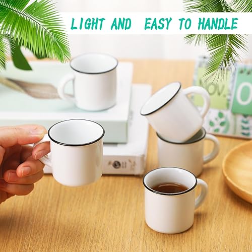 Miniatura 2 de Uiifan 24 tazas de café blancas de cerámica a granel para el hogar, viajes, pequeñas tazas de camping portátiles, tazas vintage de espresso con asa,
