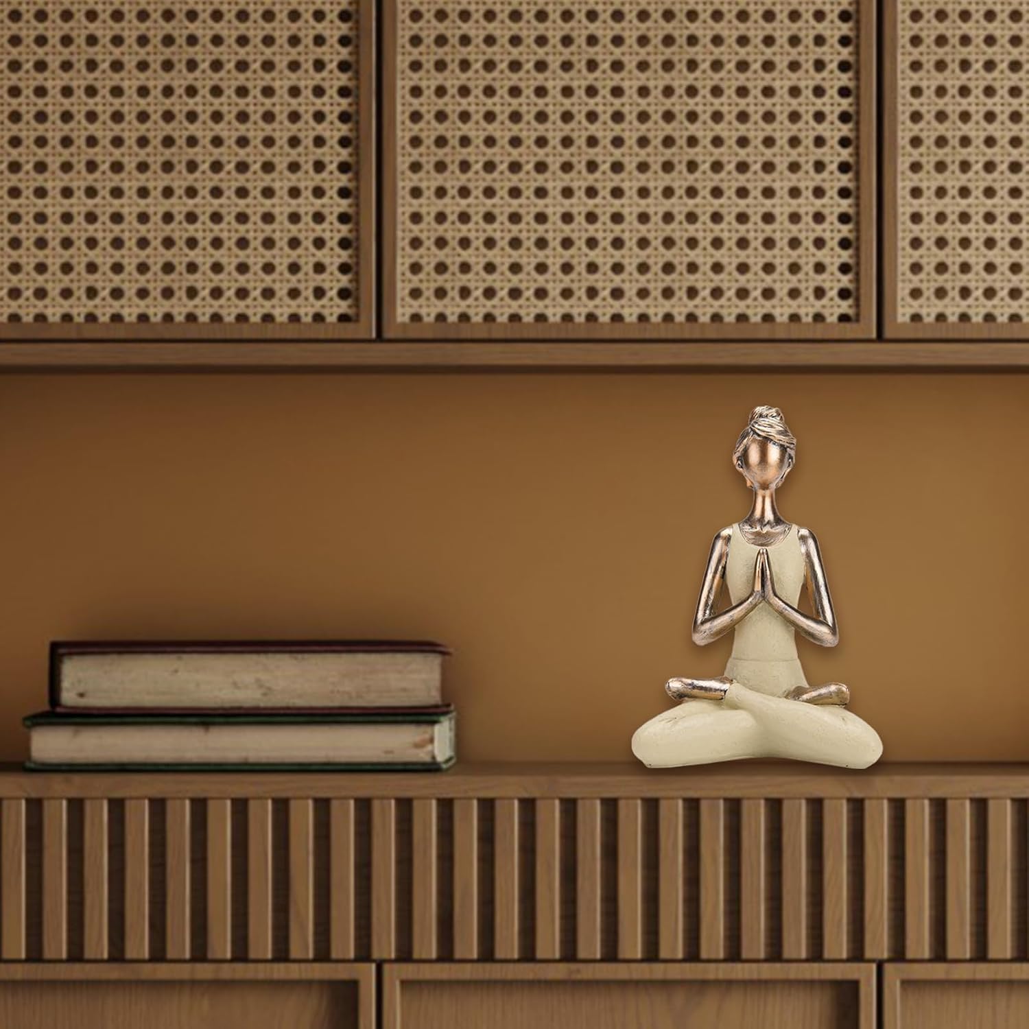 BRABUD Resin Yoga Girl Statue 8.3''(H) Meditation Zen Modern Figurine Home Bedroom Bookself Living Room Desk Decor Collectible Gift TQSHBS38