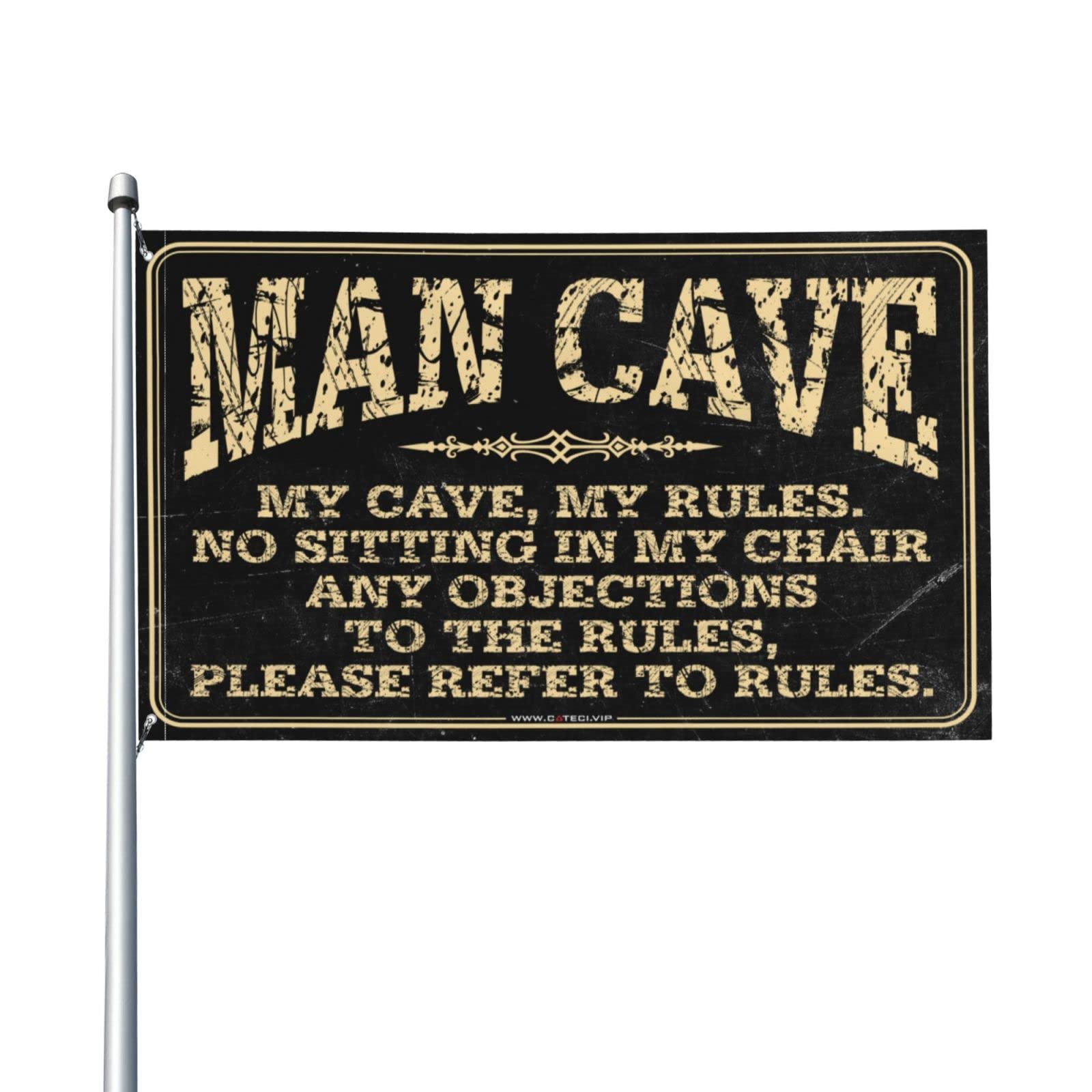 Drapeau Man Cave Rules 152 x 244 cm en textile résistant aux intempéries - 8