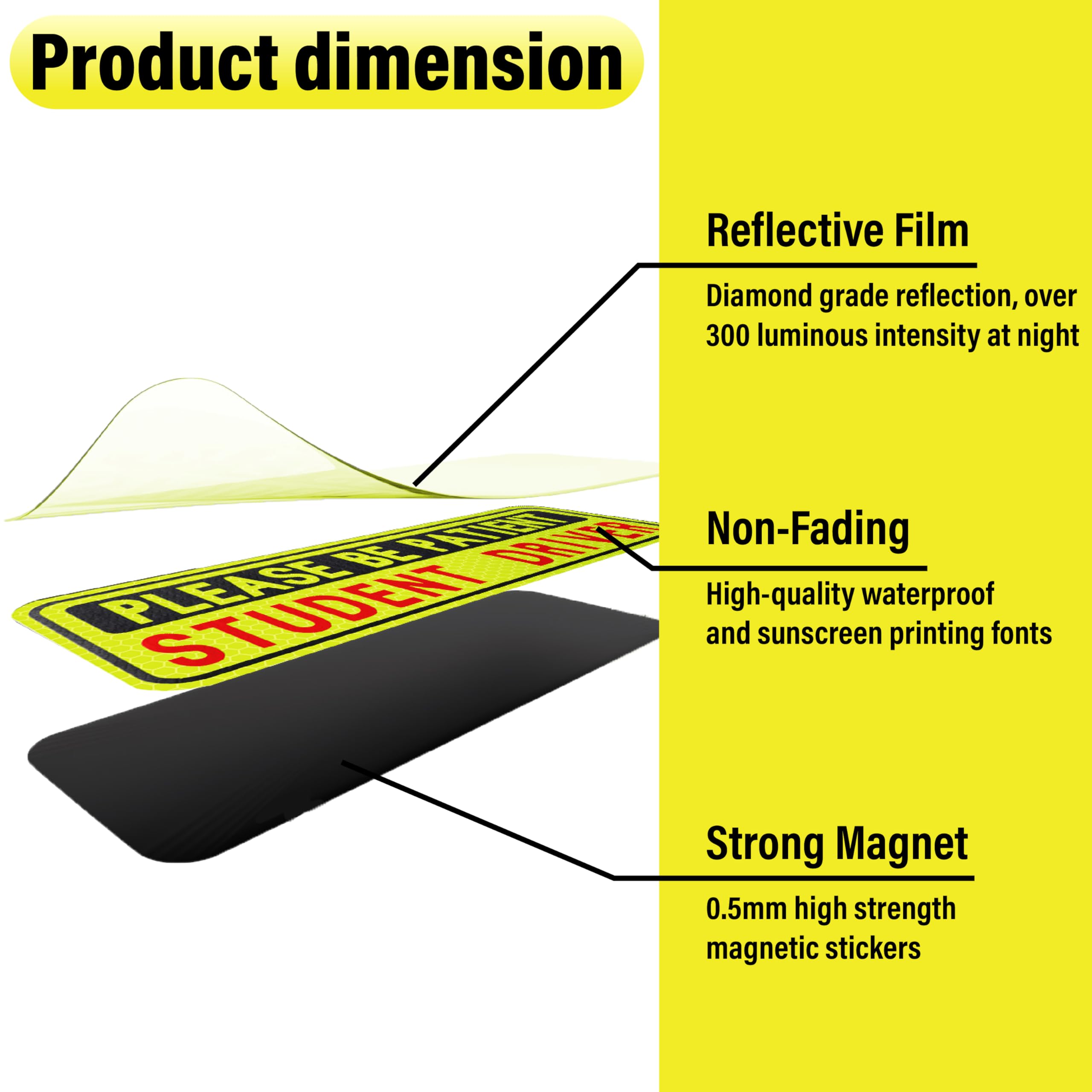 4 PCS Student Driver Magnet for Car New Driver Magnet for Car Please Be Patient Funny Magnetic Student — view 3