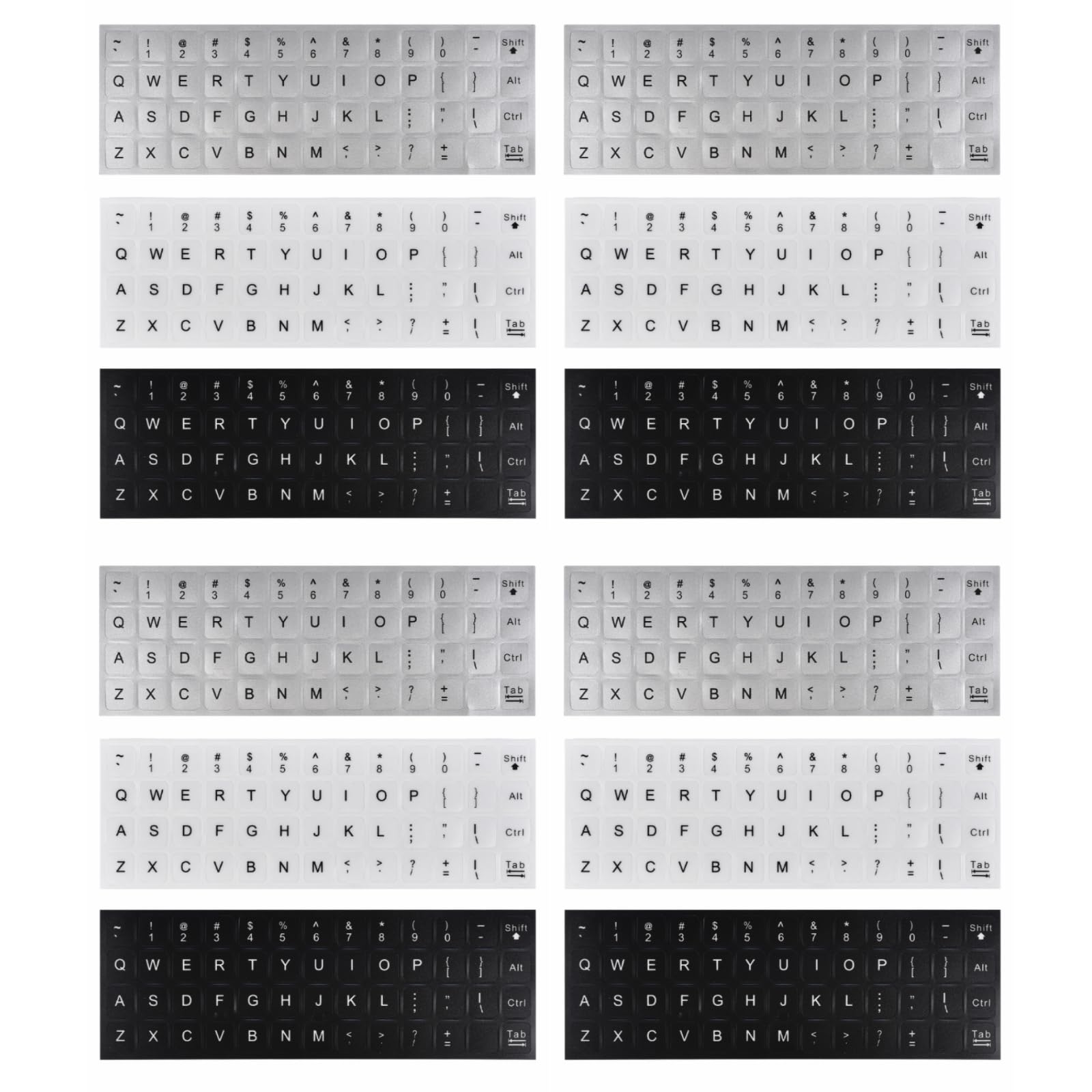 Pegatinas para teclado, paquete de 12 pegatinas universales para teclado en inglés, pegatinas para teclado de computadora, pegatinas para computadora, portátil, computadora de escritorio (3 colores)